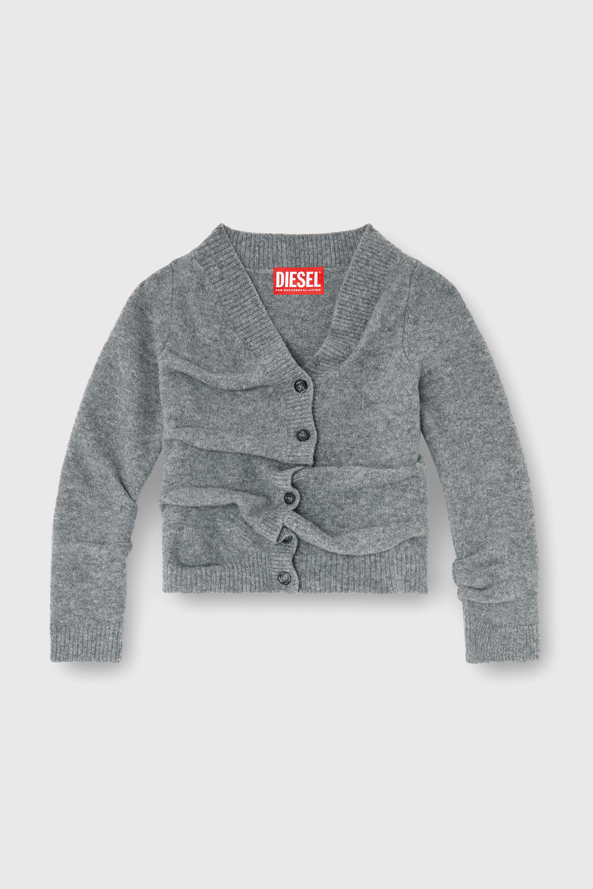 Cropped cardigan in wrinkled boiled knit