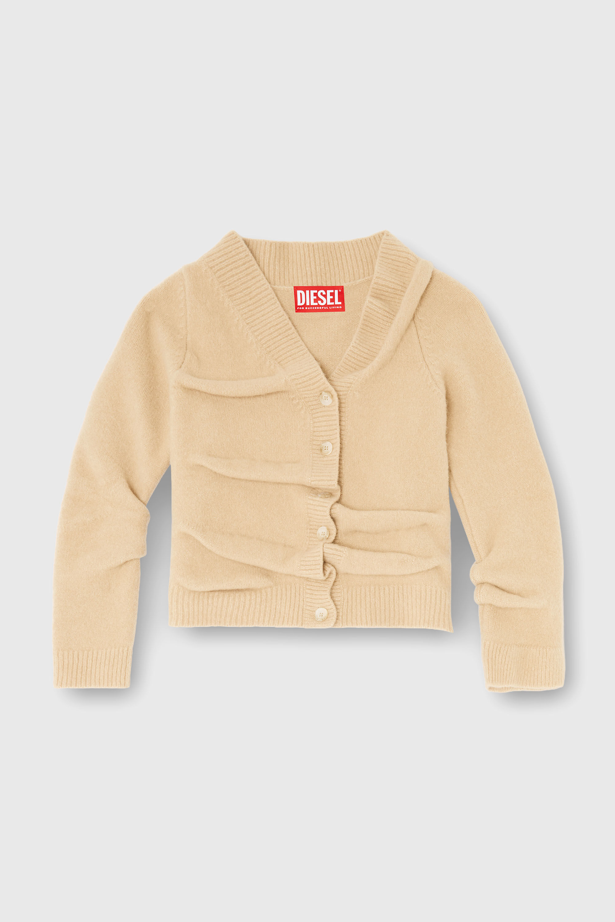 Cropped cardigan in wrinkled boiled knit
