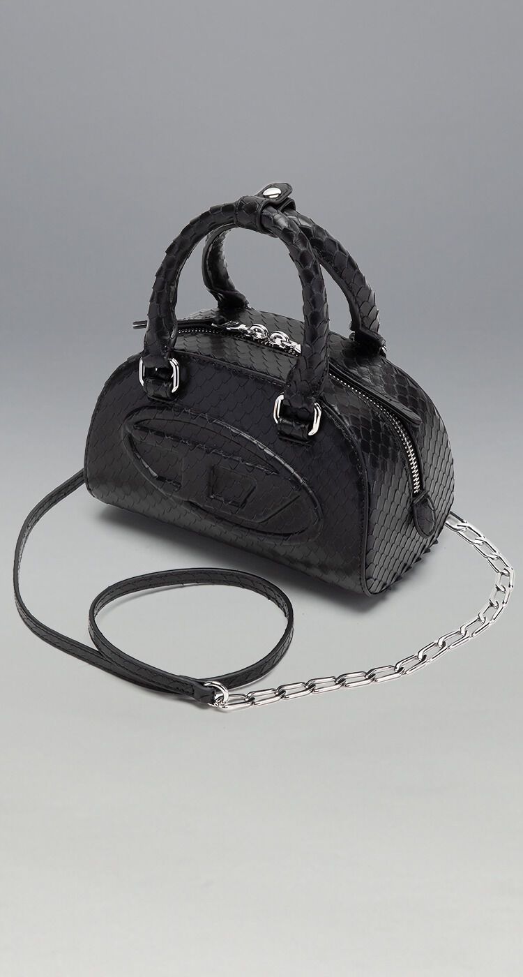 1DR Dome-Borsa bowling mini in pelle effetto snake