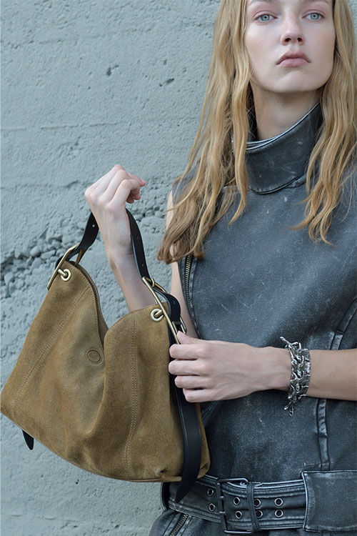 D-Line Borsa a spalla in suede cerato