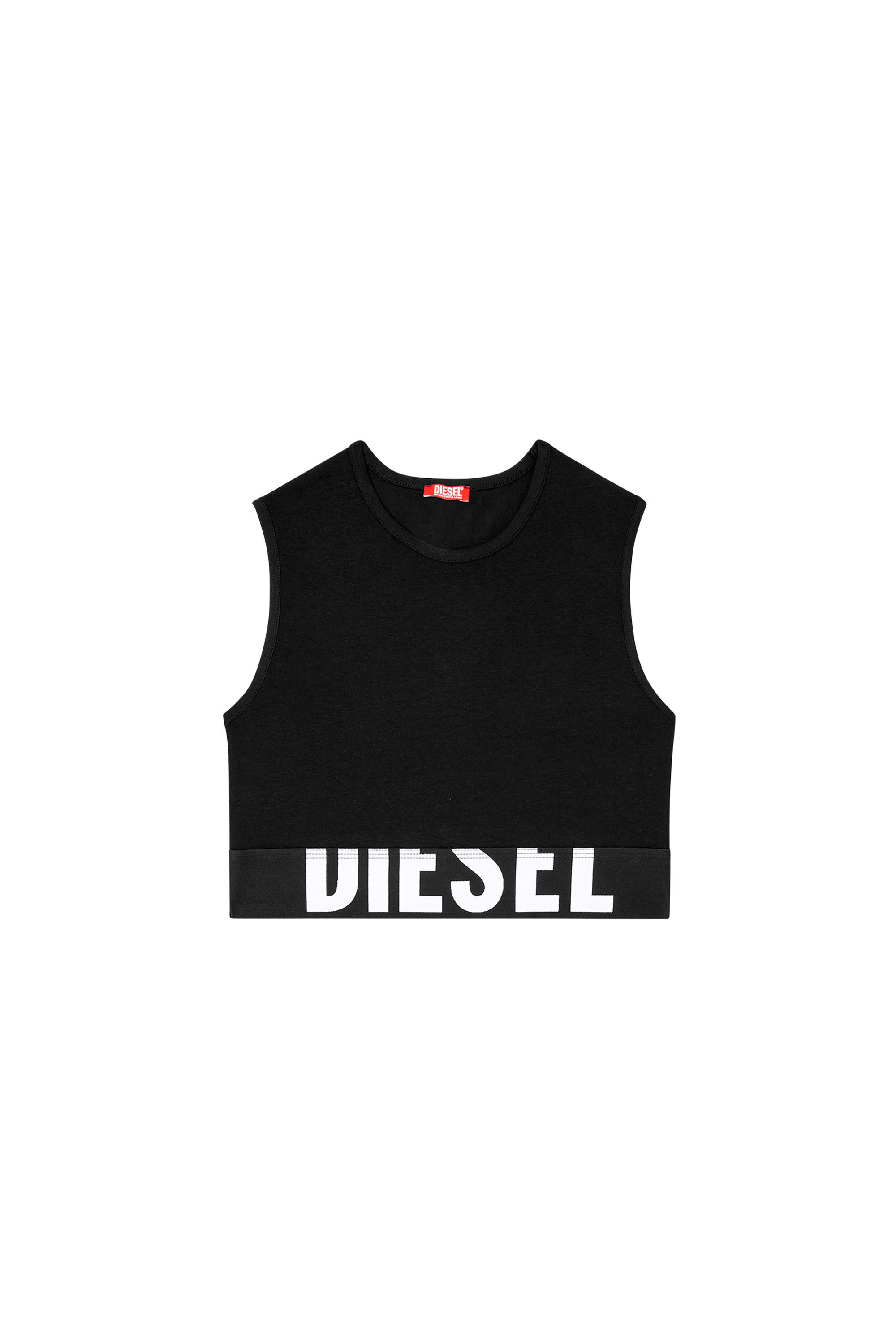 Diesel - ADA-D-POP, Crop top con logo tagliato Donna in Nero - 2