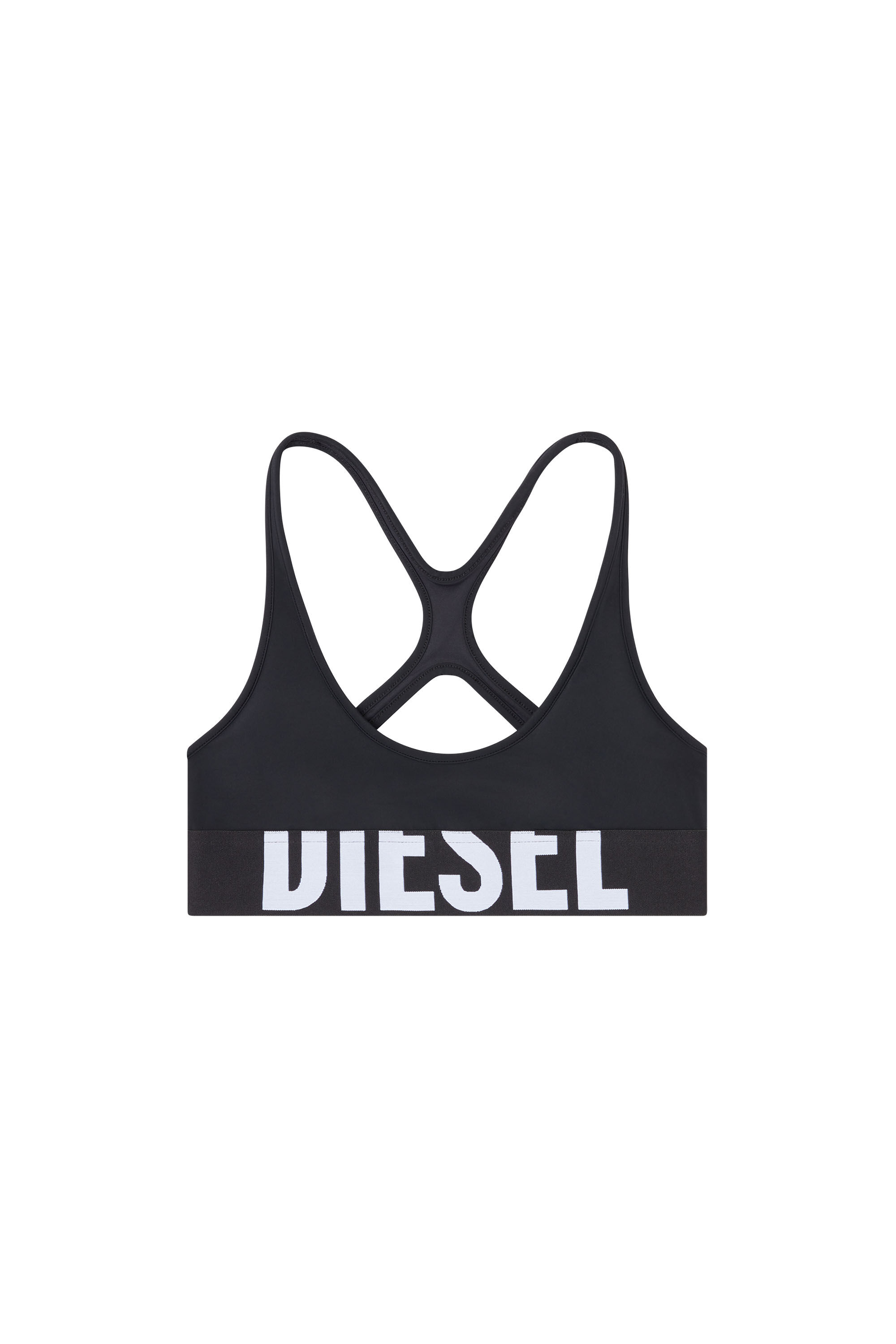 Diesel - ALLISON-D-POP, Reggiseno sportivo con logo tagliato Donna in Nero - 1