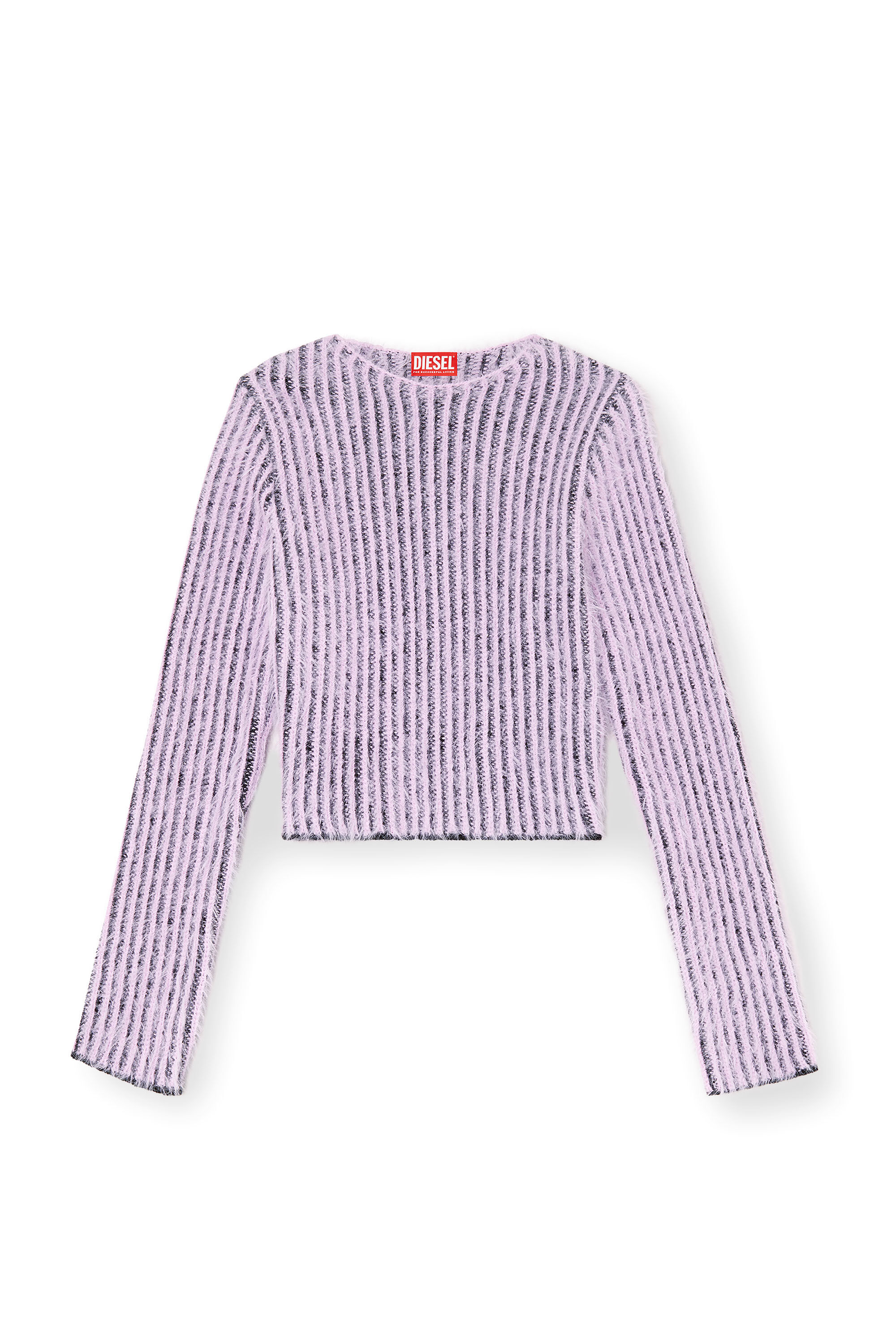 Diesel - M-TIGRE, Maglia fuzzy in misto lana a righe Donna in Viola - 2