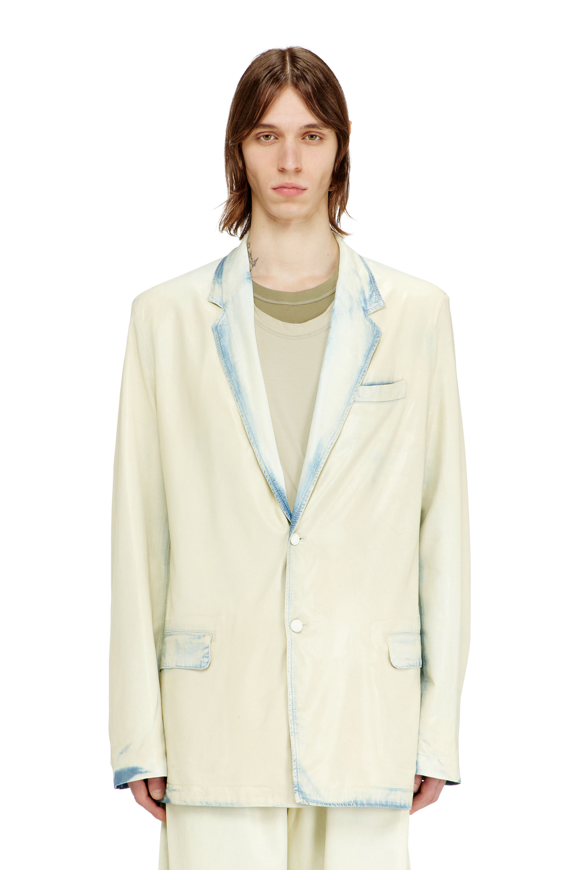 Diesel - D-NIVALE-FSI, Blazer fluido in denim bleach effetto X-Ray Uomo in Blu - 2