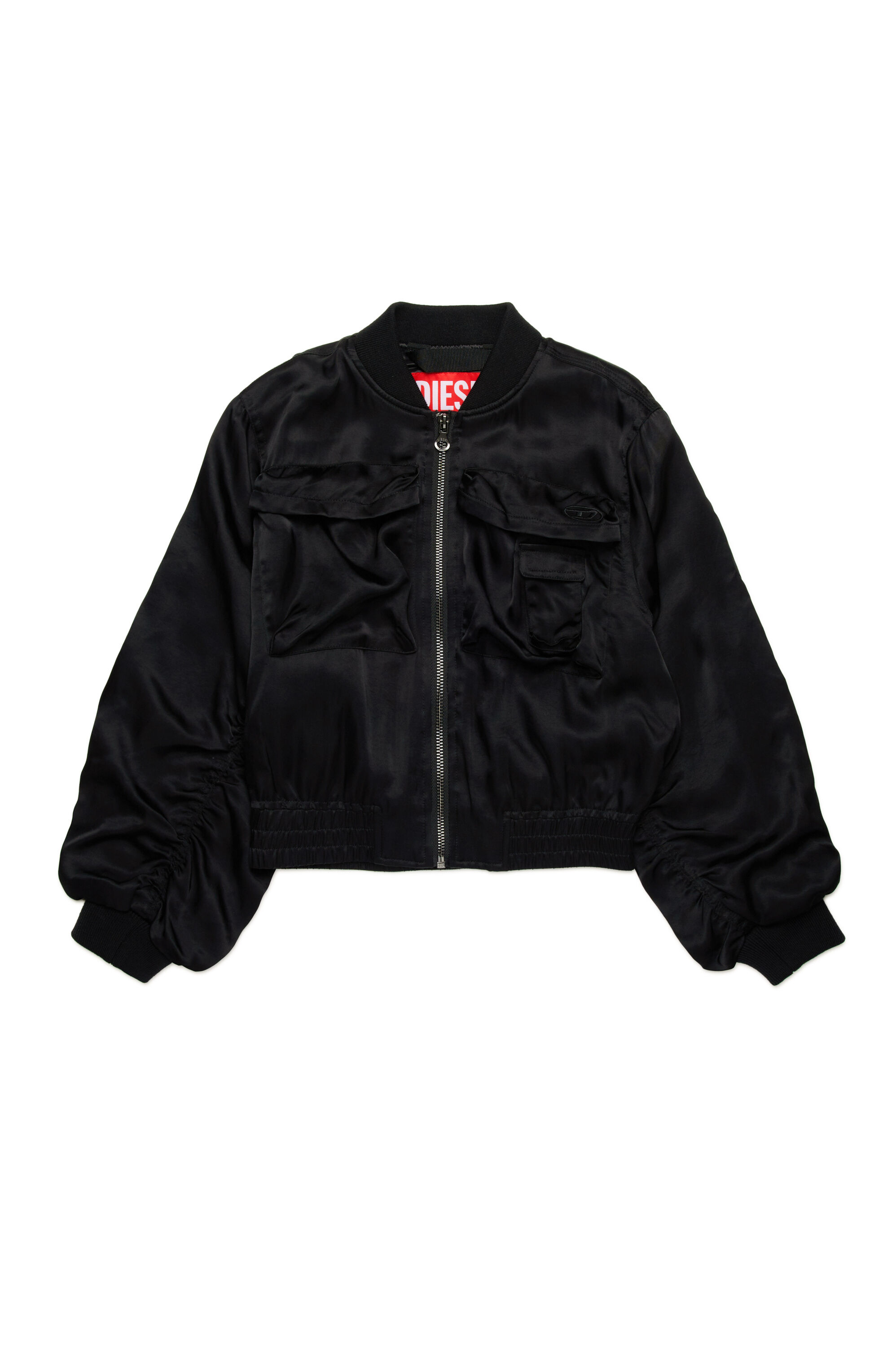 Diesel - JGKHLOWS, Bomber in raso con tasche cargo Donna in Nero - 1
