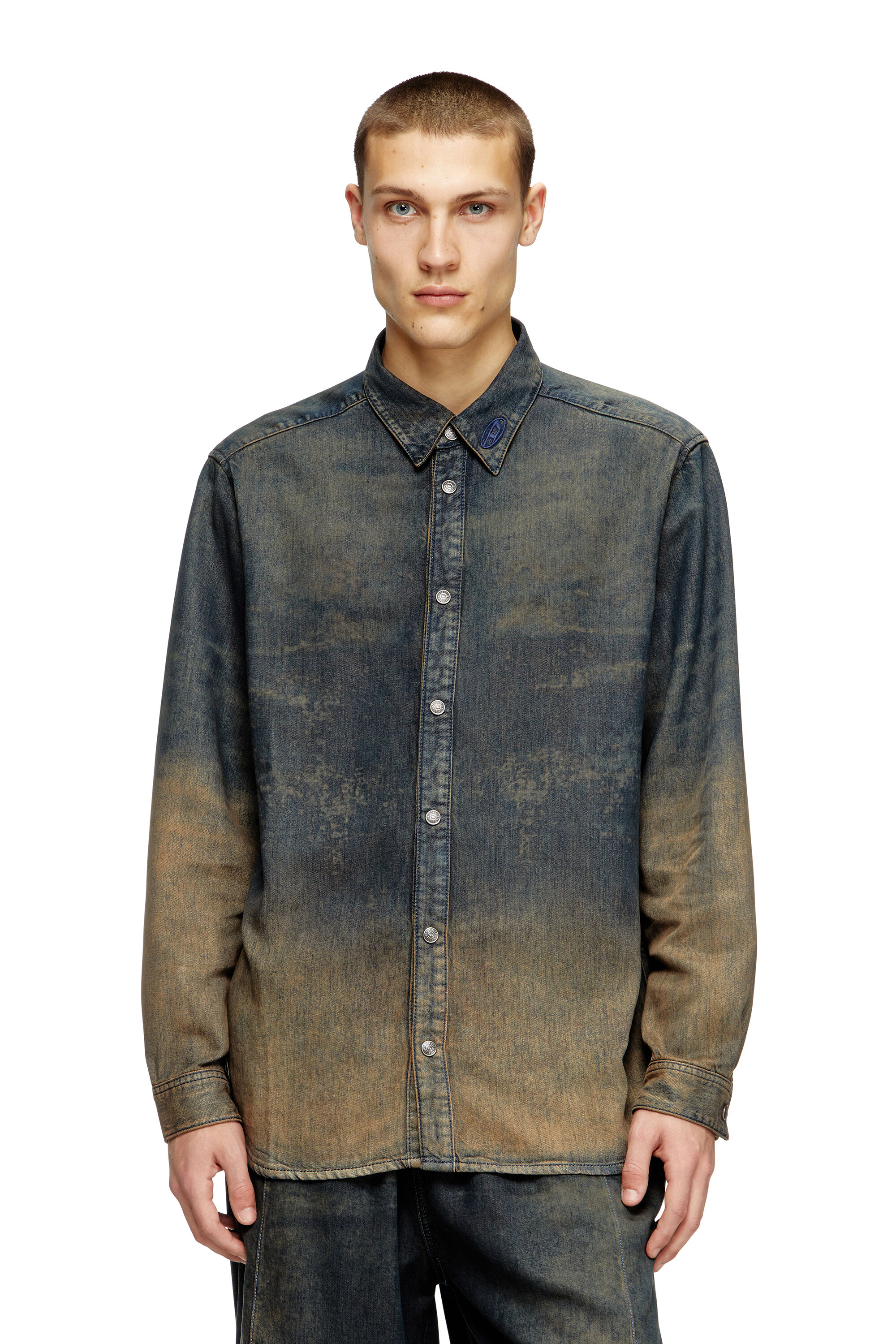Diesel - D-SIMPLY-S8, Camicia in denim fluido dégradé Uomo in Blu - 3