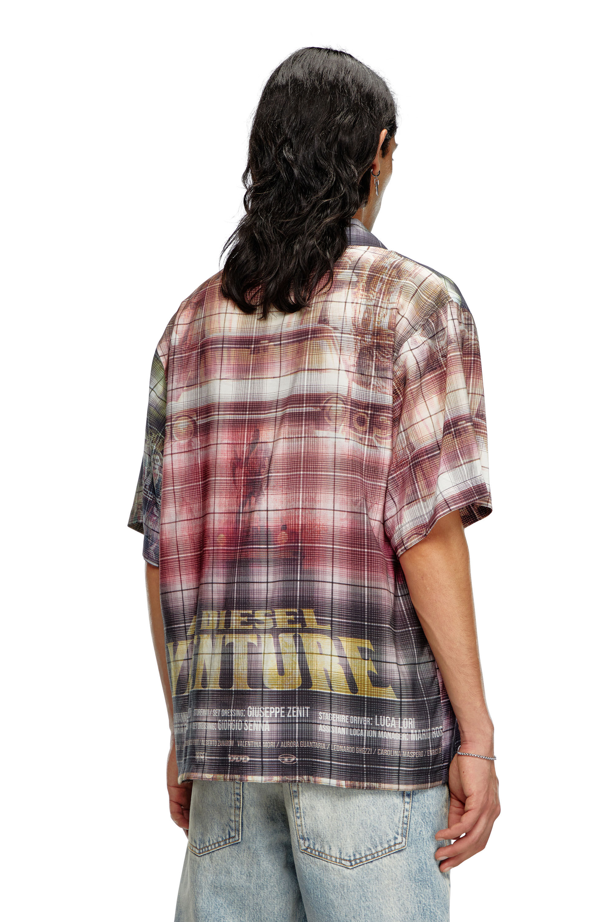 Camicia a maniche corte con stampa poster Uomo Multicolor Diesel