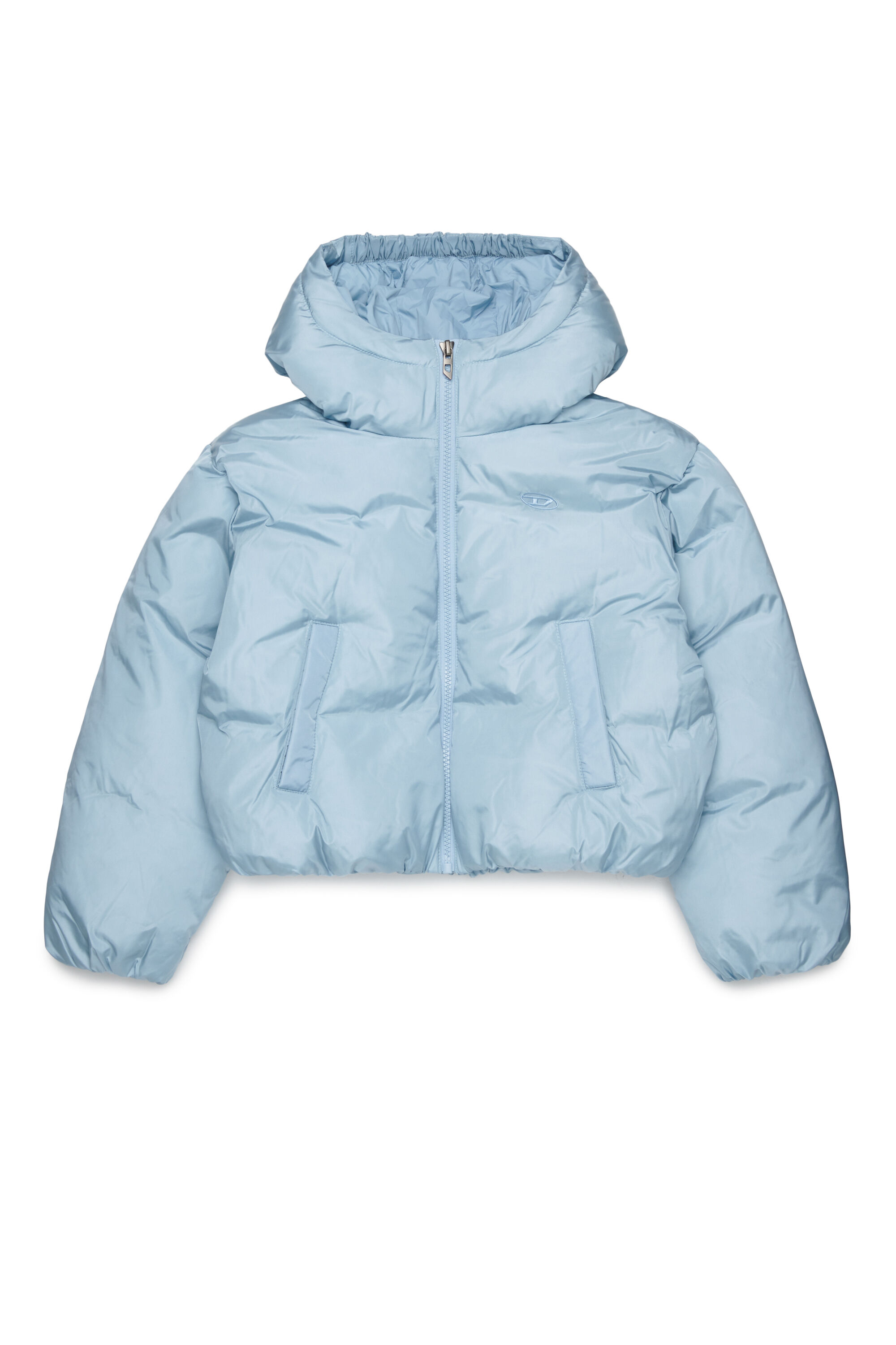 Diesel - JELKYM, Woman's Hooded puffer jacket in Light Blue - 1