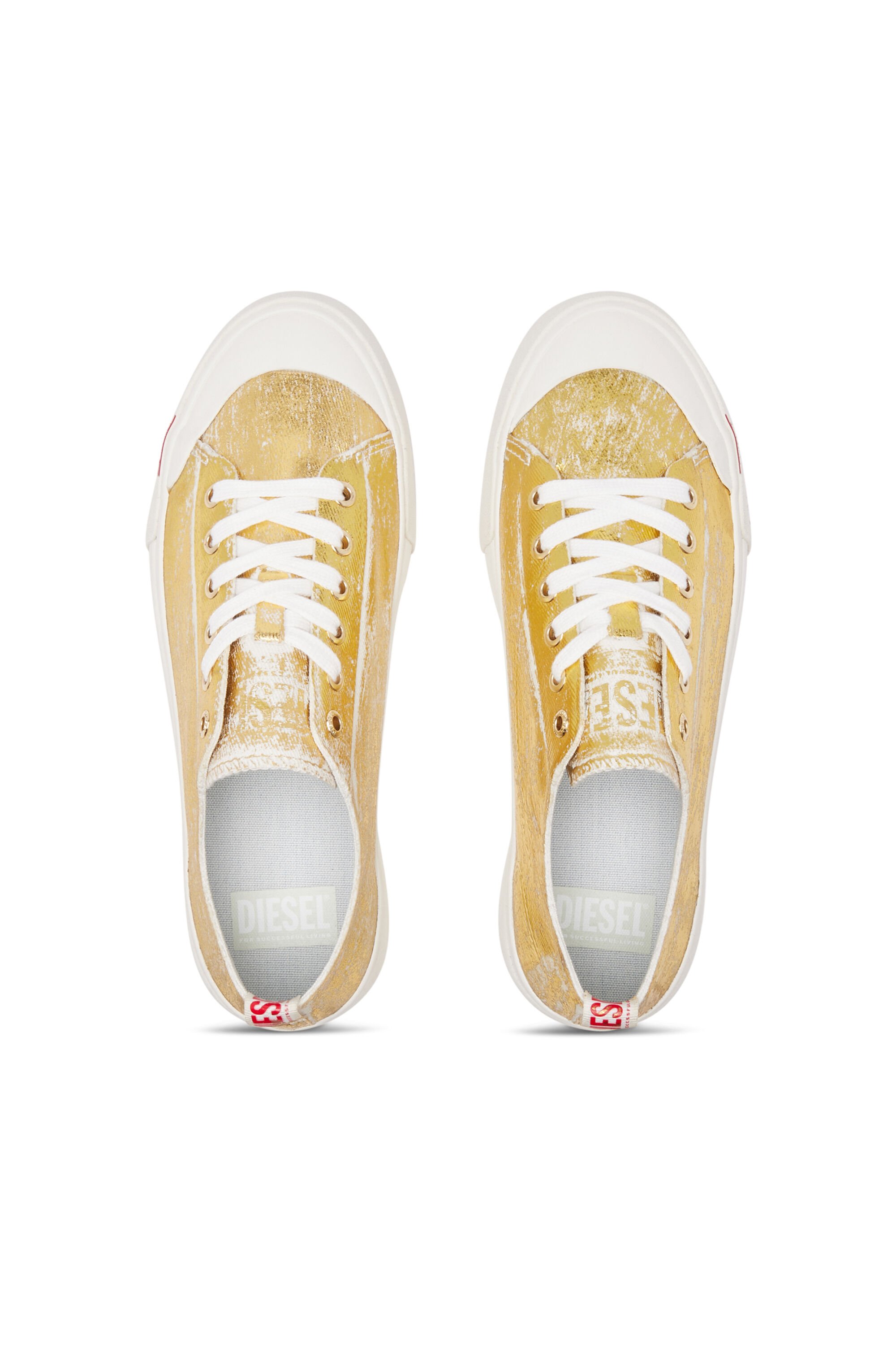 Diesel - S-ATHOS LOW W, Woman S-Athos Low-Distressed sneakers in metallic canvas in Oro - Image 4