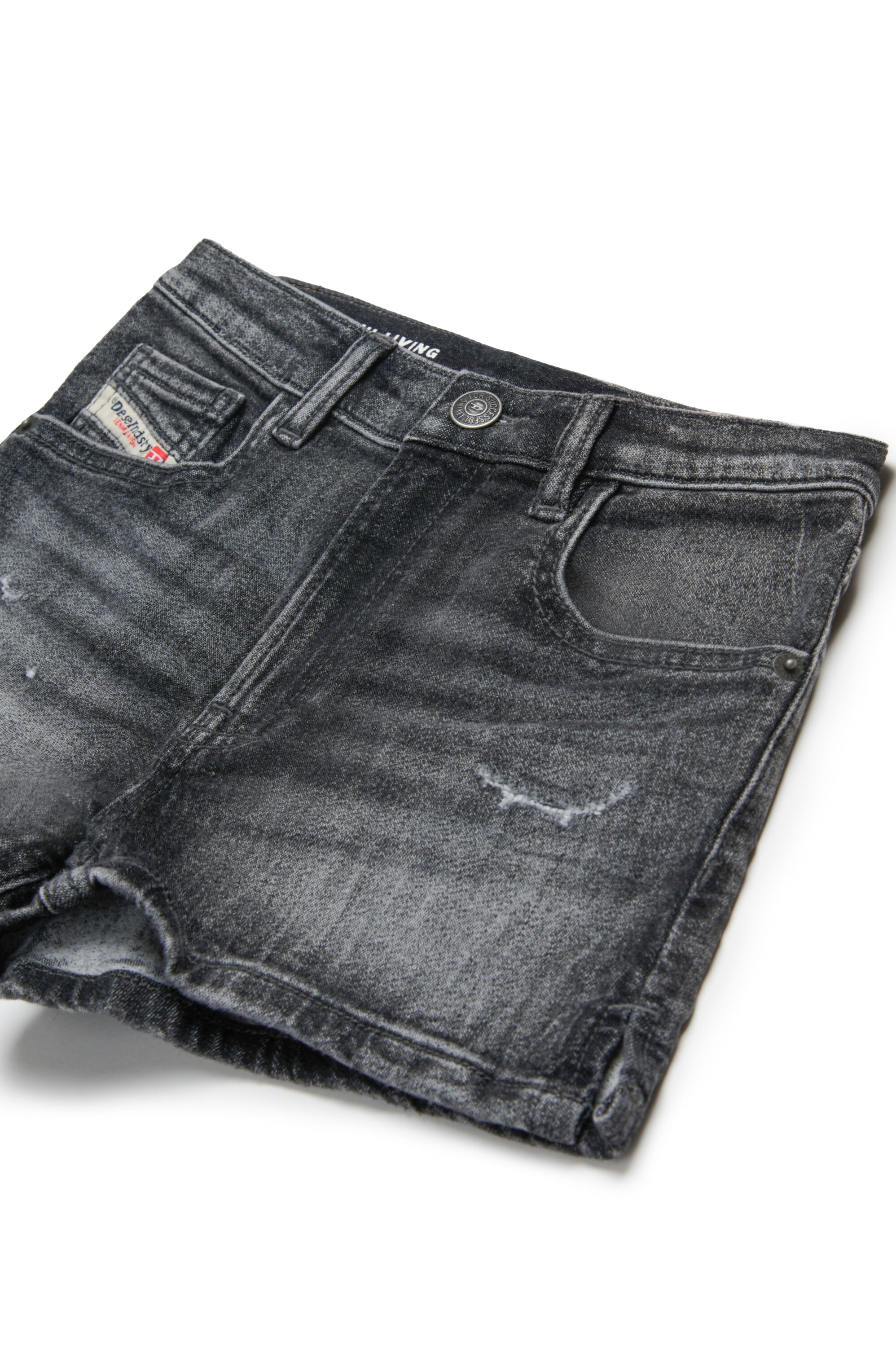Diesel - PBOYSHORT-S JJJ, Shorts in JoggJeans con strappi Donna in Nero - 3