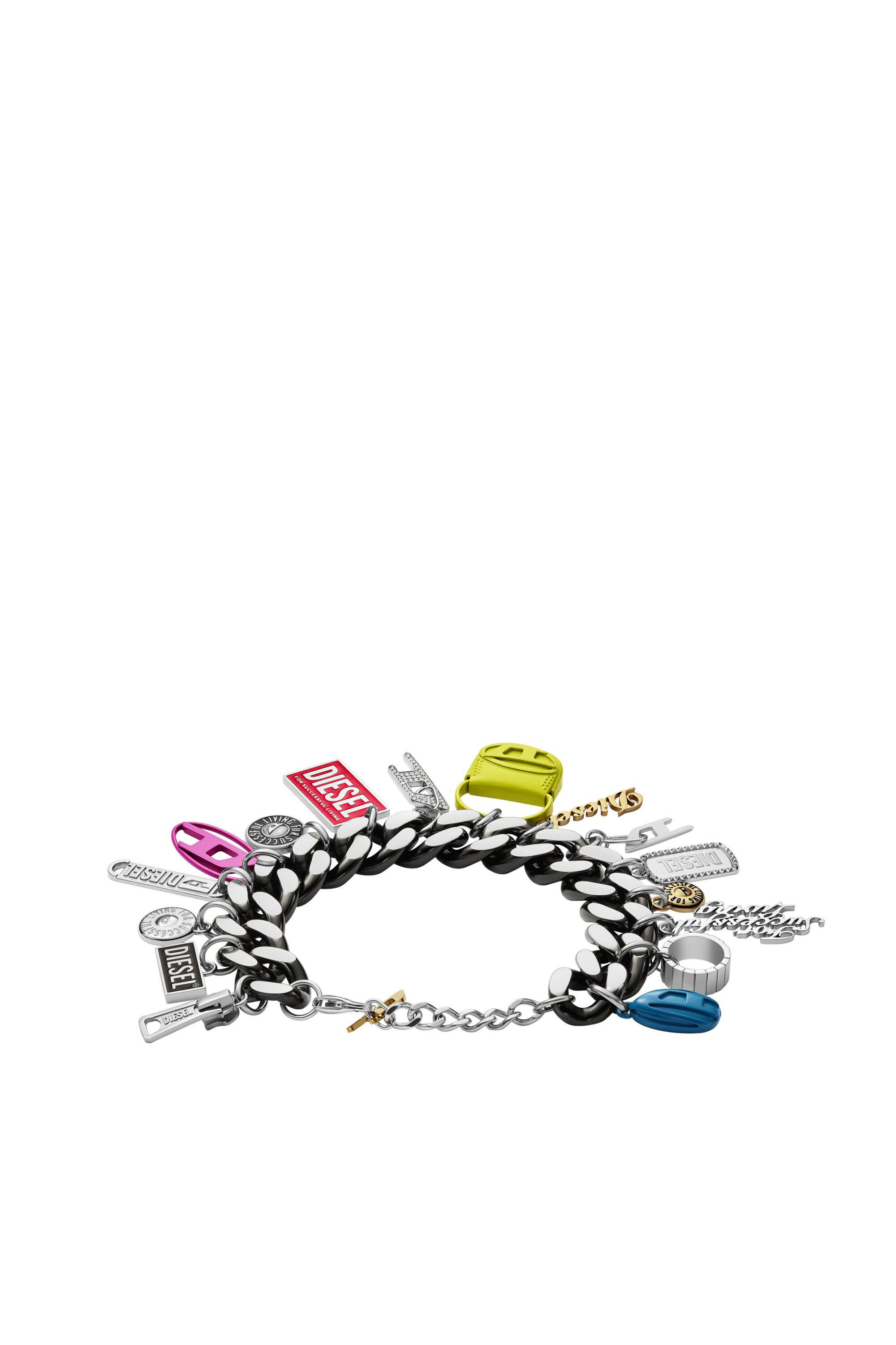 Diesel - DX1524 JEWEL, Bracciale a catena in acciaio inossidabile nero con charm Unisex in Multicolor - 2
