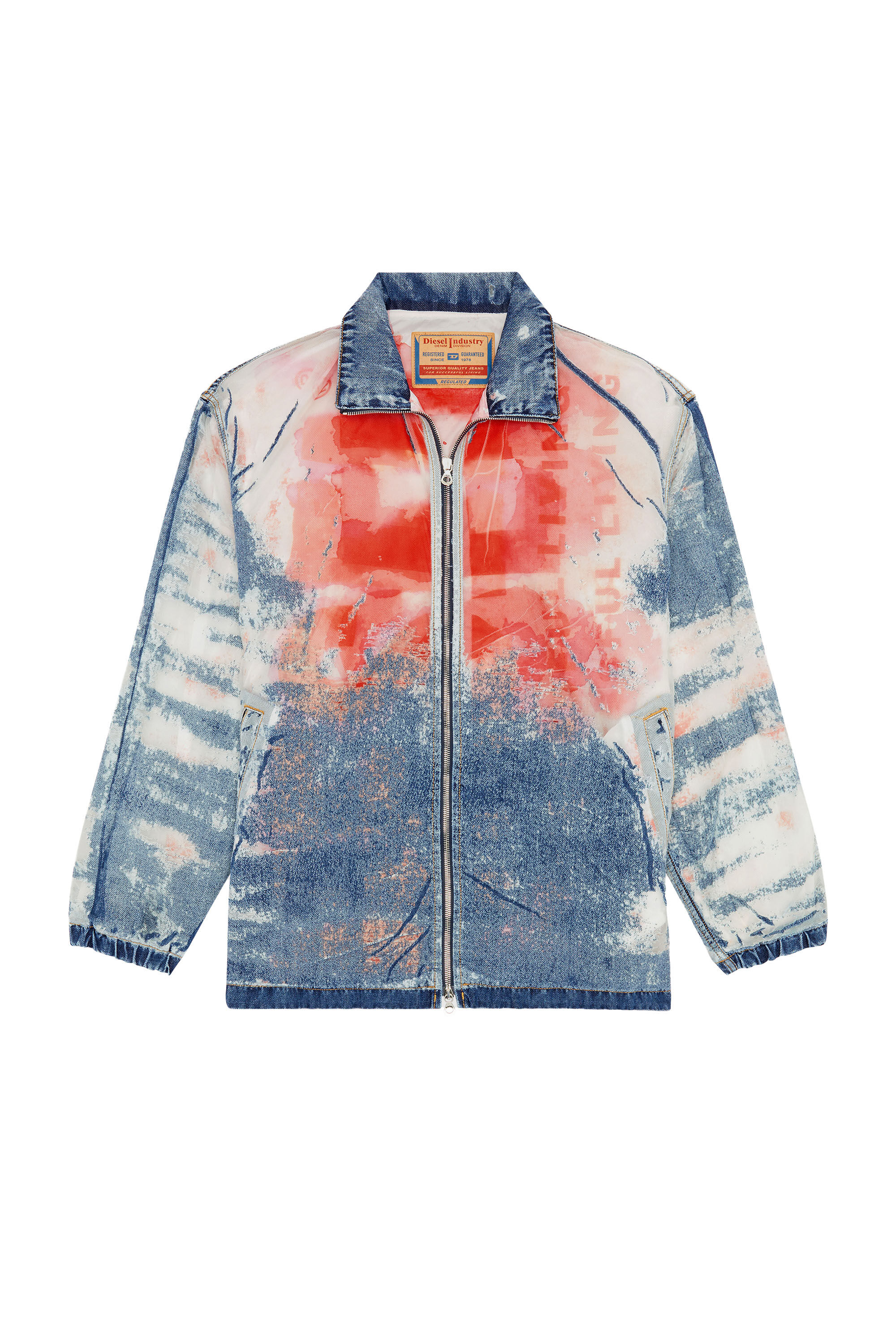 Diesel - D-KRAP-FSE, Giacca in denim dévoré con logo Uomo in Multicolor - 2
