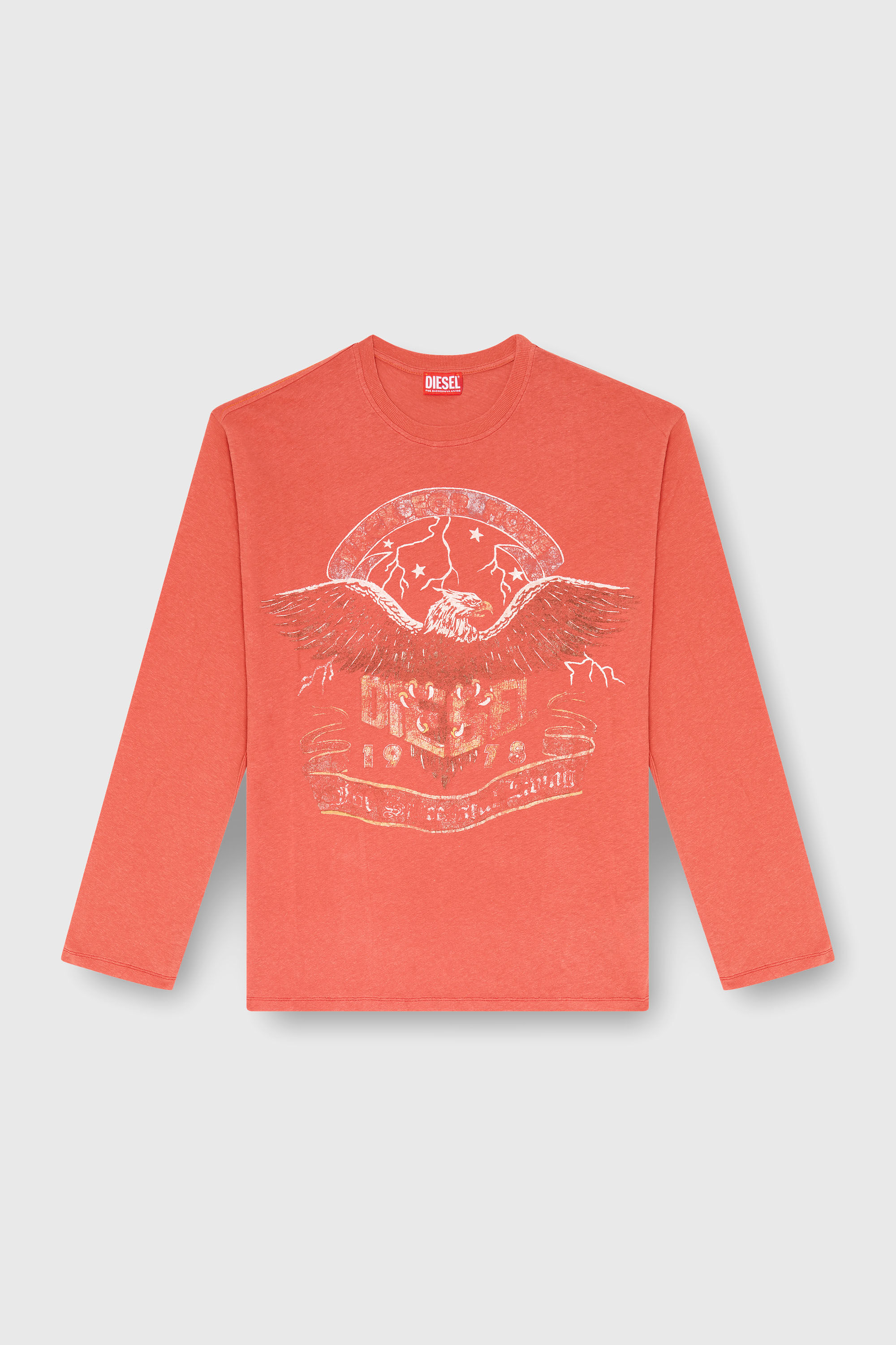 Diesel - T-GERI-LS, Man's Long-sleeve T-shirt with concert graphics in Coral Rose - 2