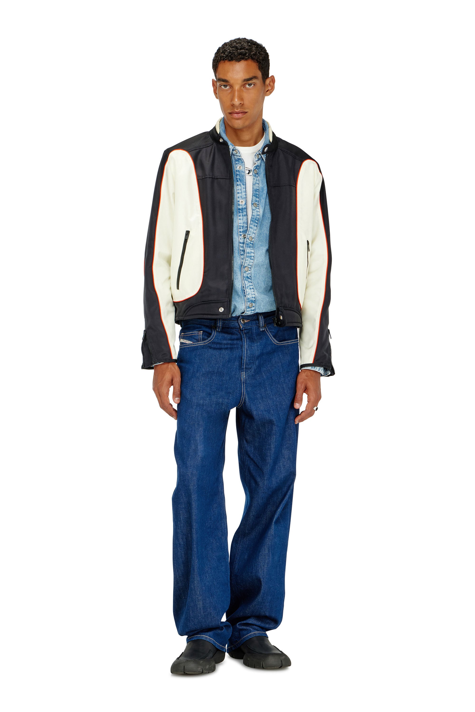 Diesel - J-BLINK-A, Giacca biker color block con piping Uomo in Multicolor - 1