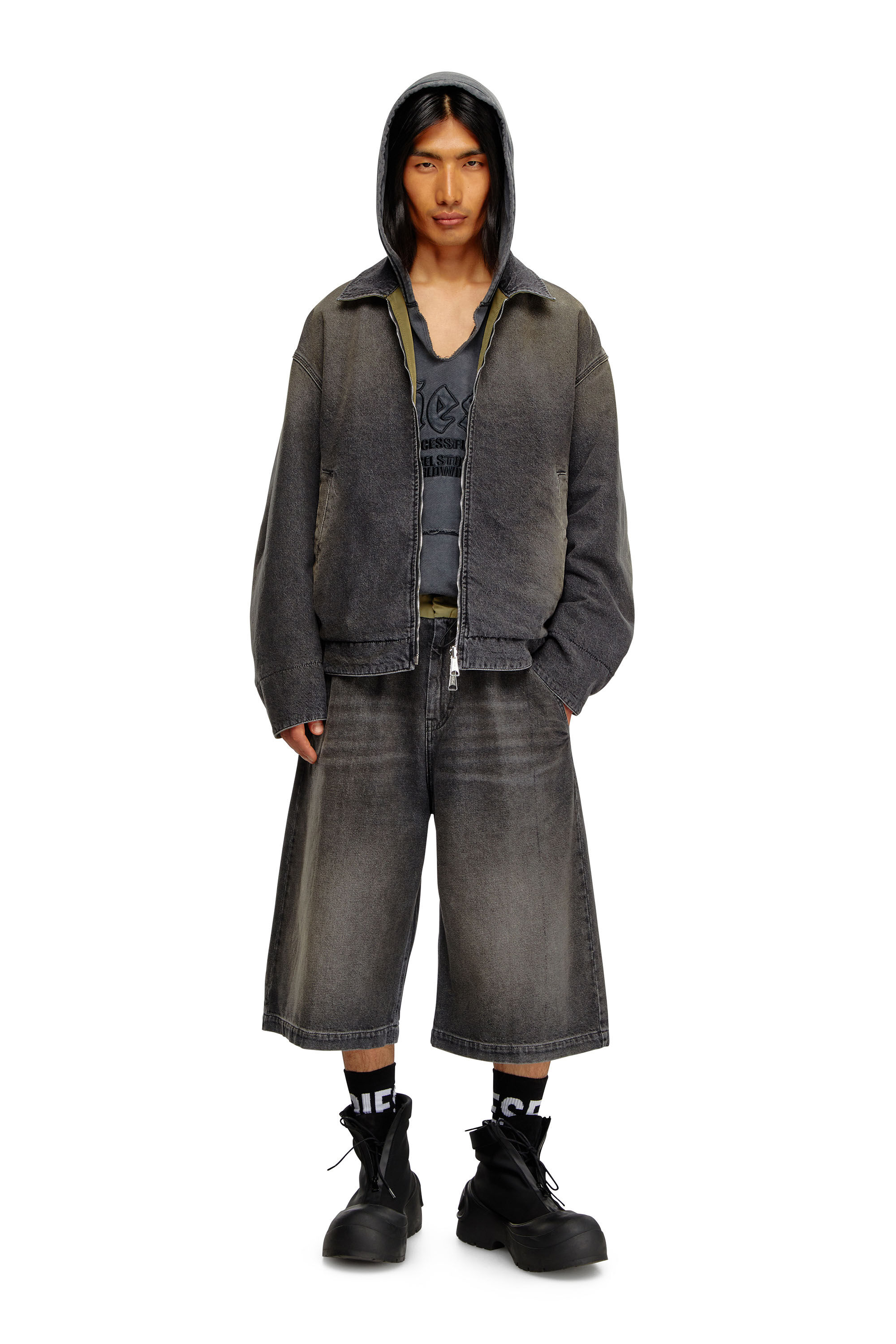 Diesel - D-STACK-S, Giacca reversibile in denim e nylon Uomo in Nero - 1