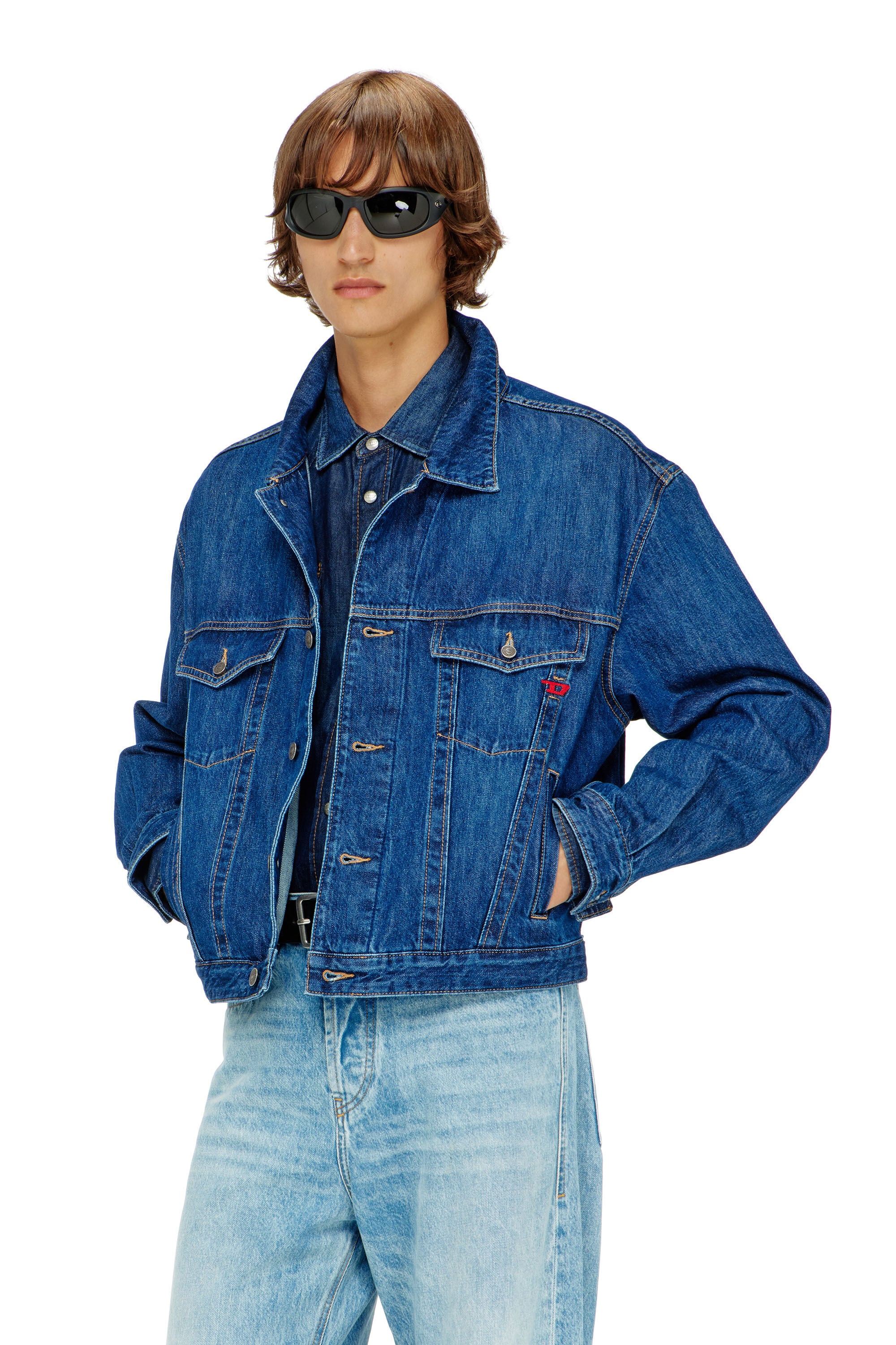 Diesel - D-RANGER, Giacca trucker in denim Uomo in Blu - 3