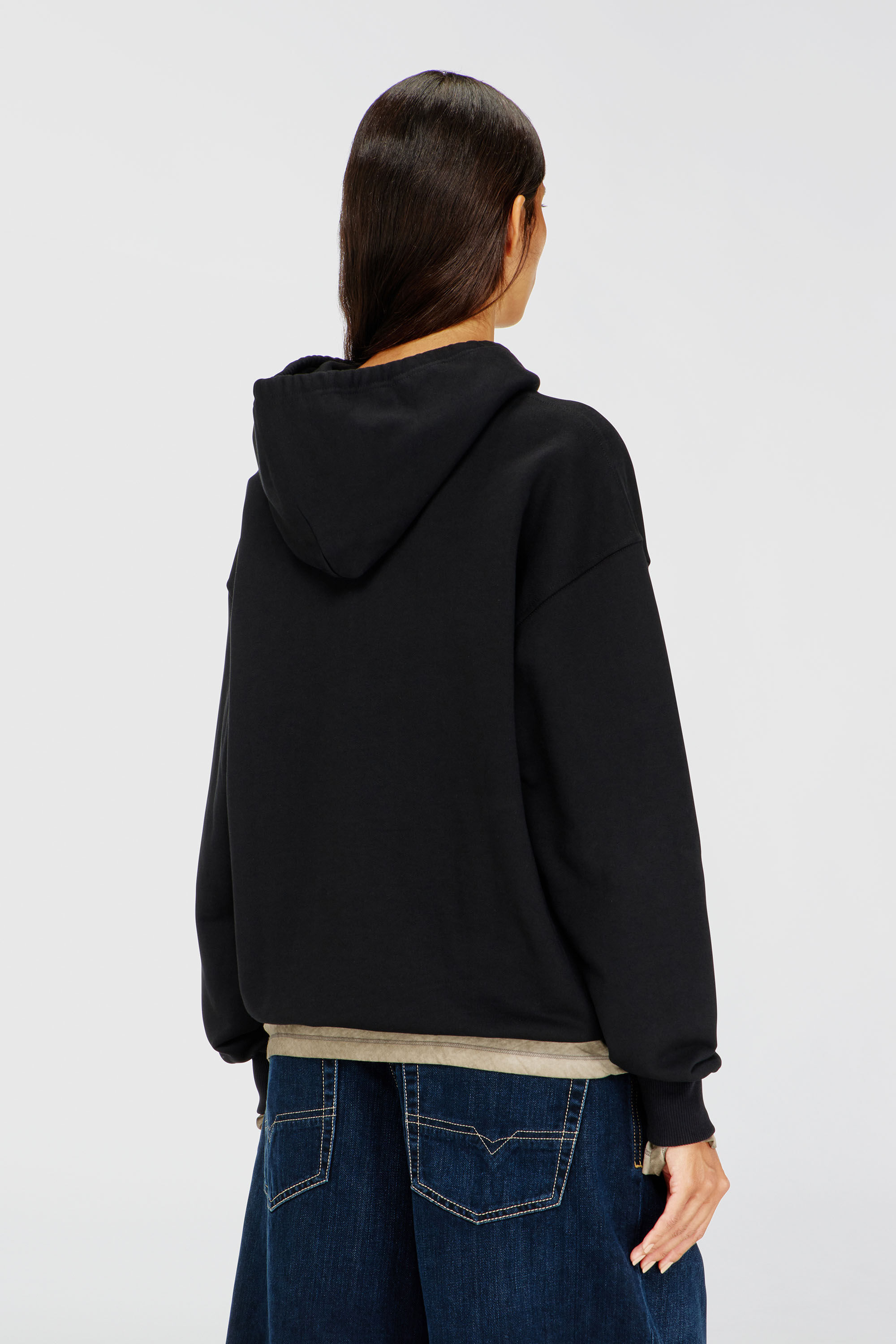 Diesel - F-BUXT-HOOD-OD, Hoodie con Oval D metallizzato Donna in Nero - 4