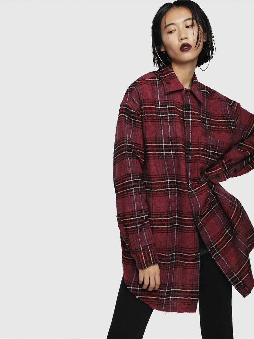 C Taro Fl Donna Camicia A Quadri In Flanella Con Nastri Diesel
