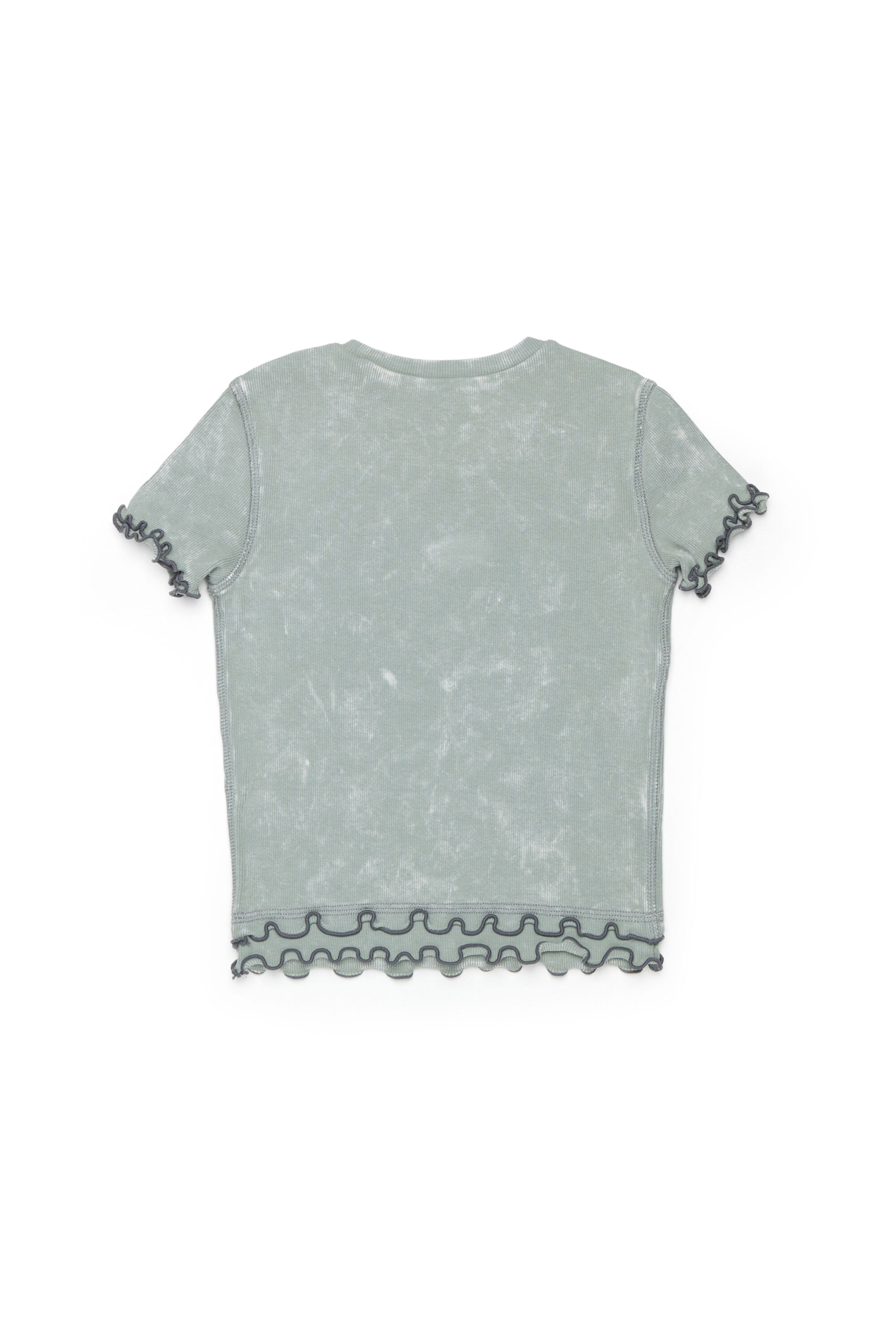 Diesel - TAILIA, Woman's Ribbed T-shirt with frills in Grey - 2
