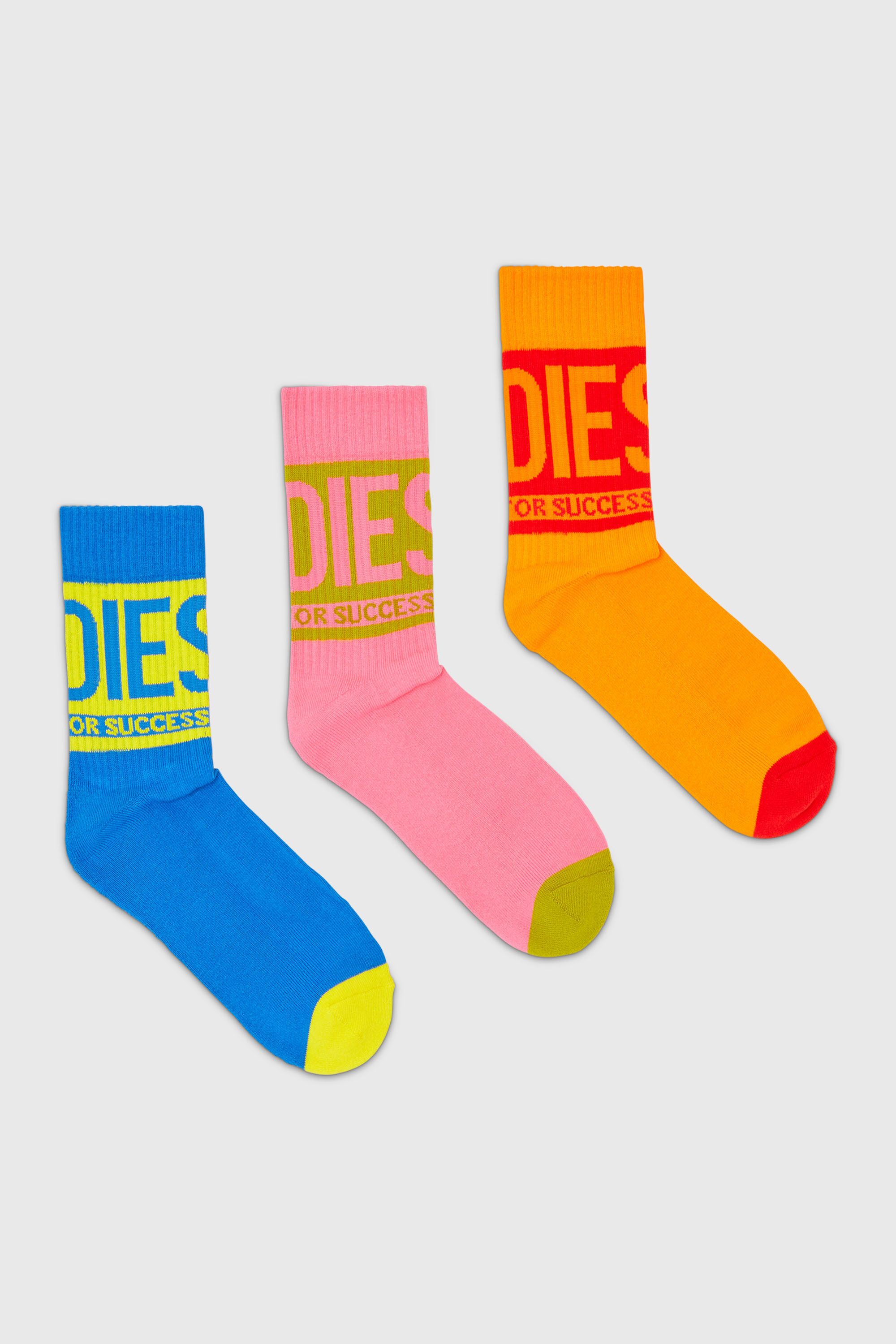 Diesel - SKM-RAY-THREEPACK, Set da tre paia di calzini in cotone con dettaglio logo Uomo in Multicolor - 1