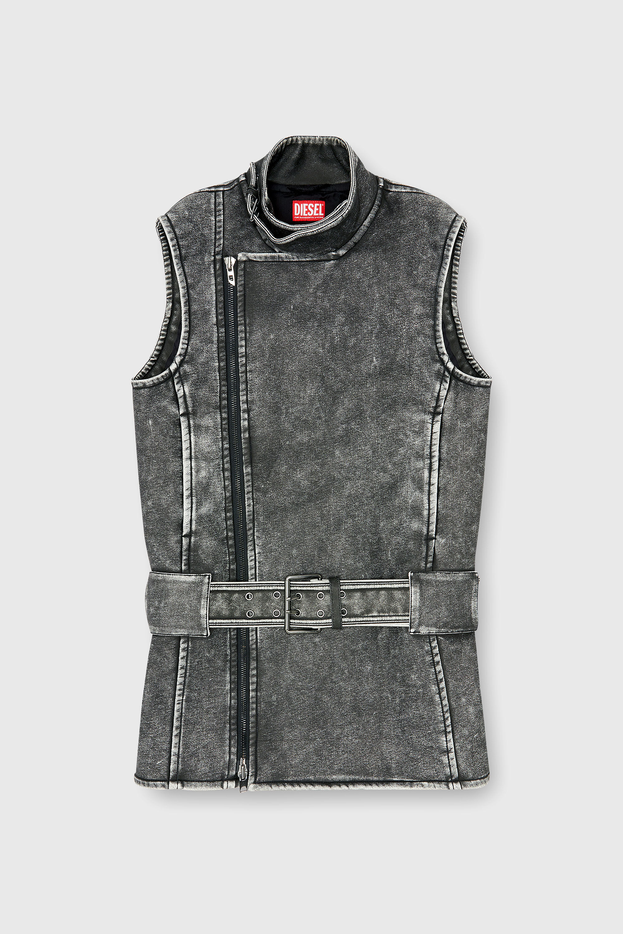 Diesel - D-IKE, Abito mini stile biker con cintura Donna in Grigio - 2