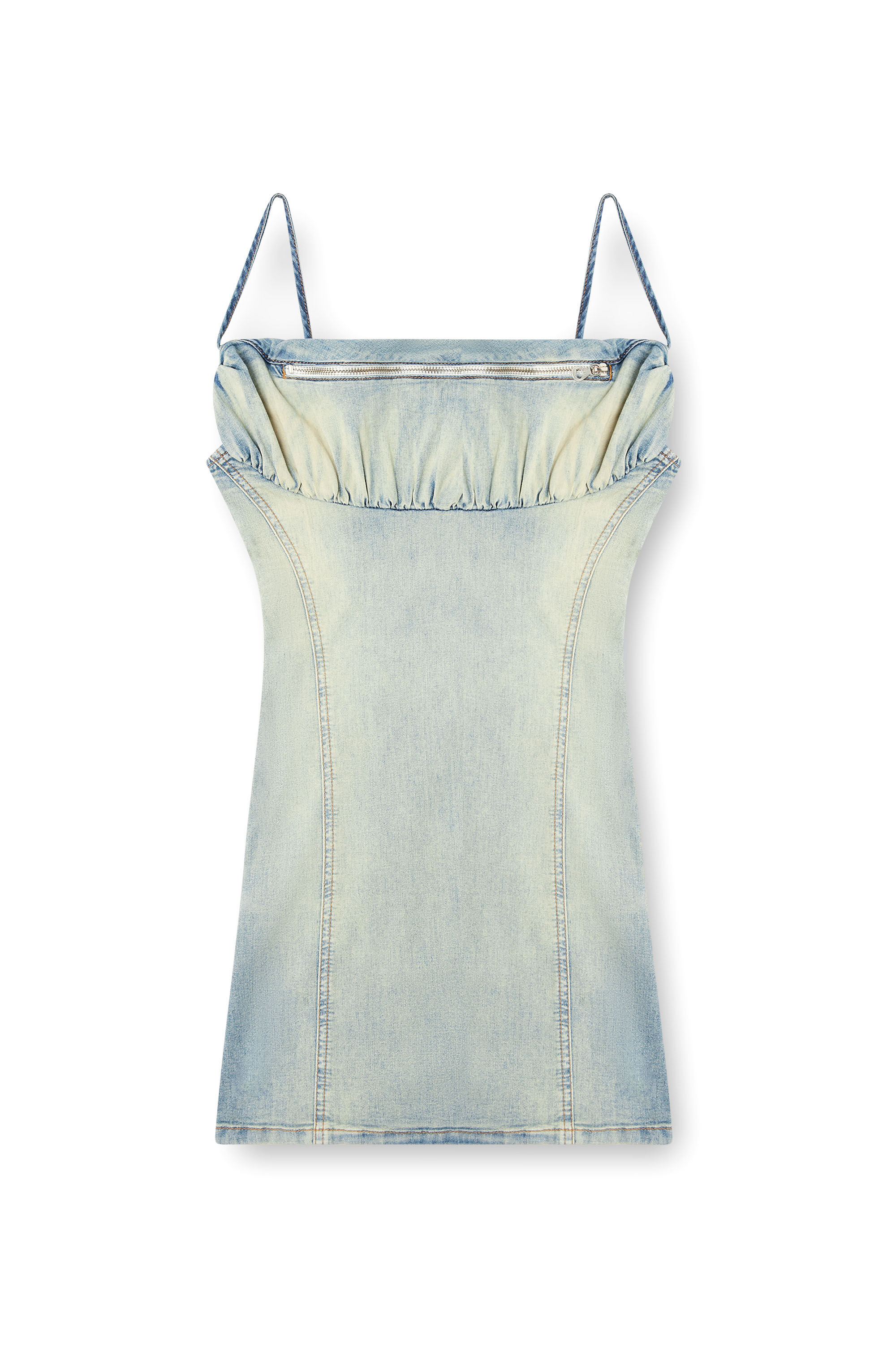 Diesel - DE-ELLIT-S, Abito in denim con tasca effetto borsa Donna in Blu - 2