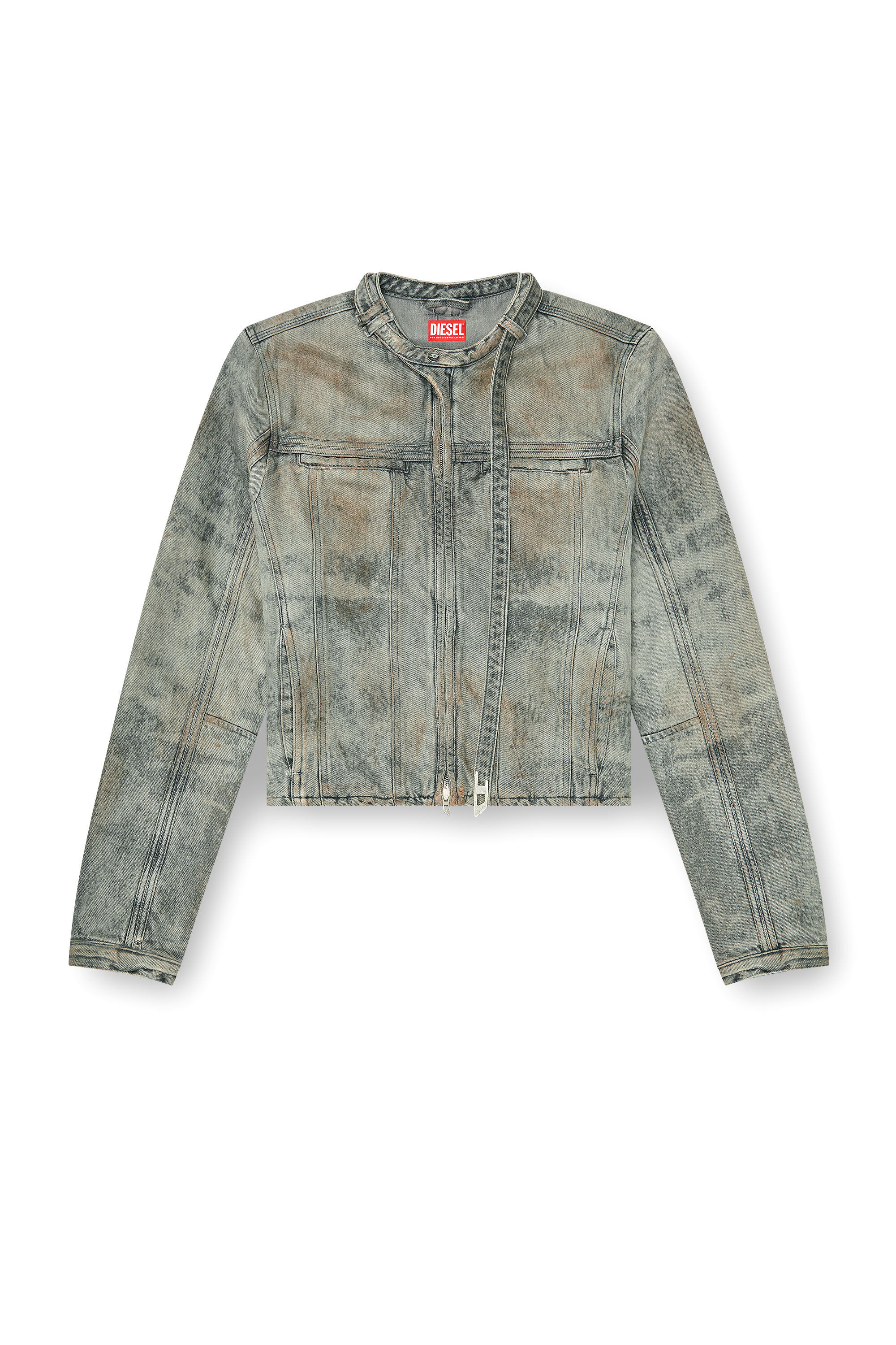 Diesel - D-VULMAR-FSI, Giacca in satin denim di cotone e canapa Uomo in Grigio - 2