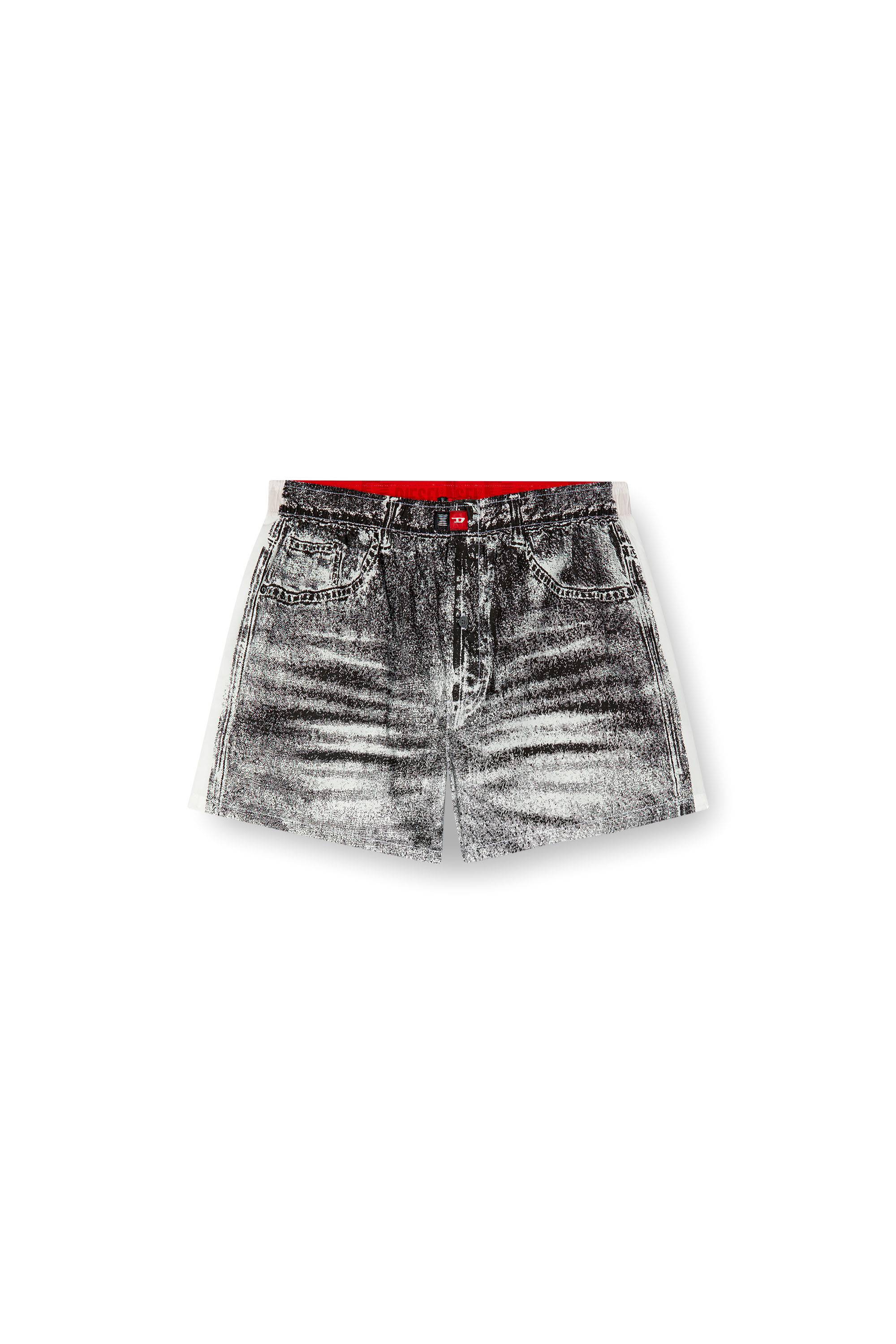 Diesel - TROMPE-BOXERS, Boxer in popeline di cotone stampa denim Uomo in Grigio - 2