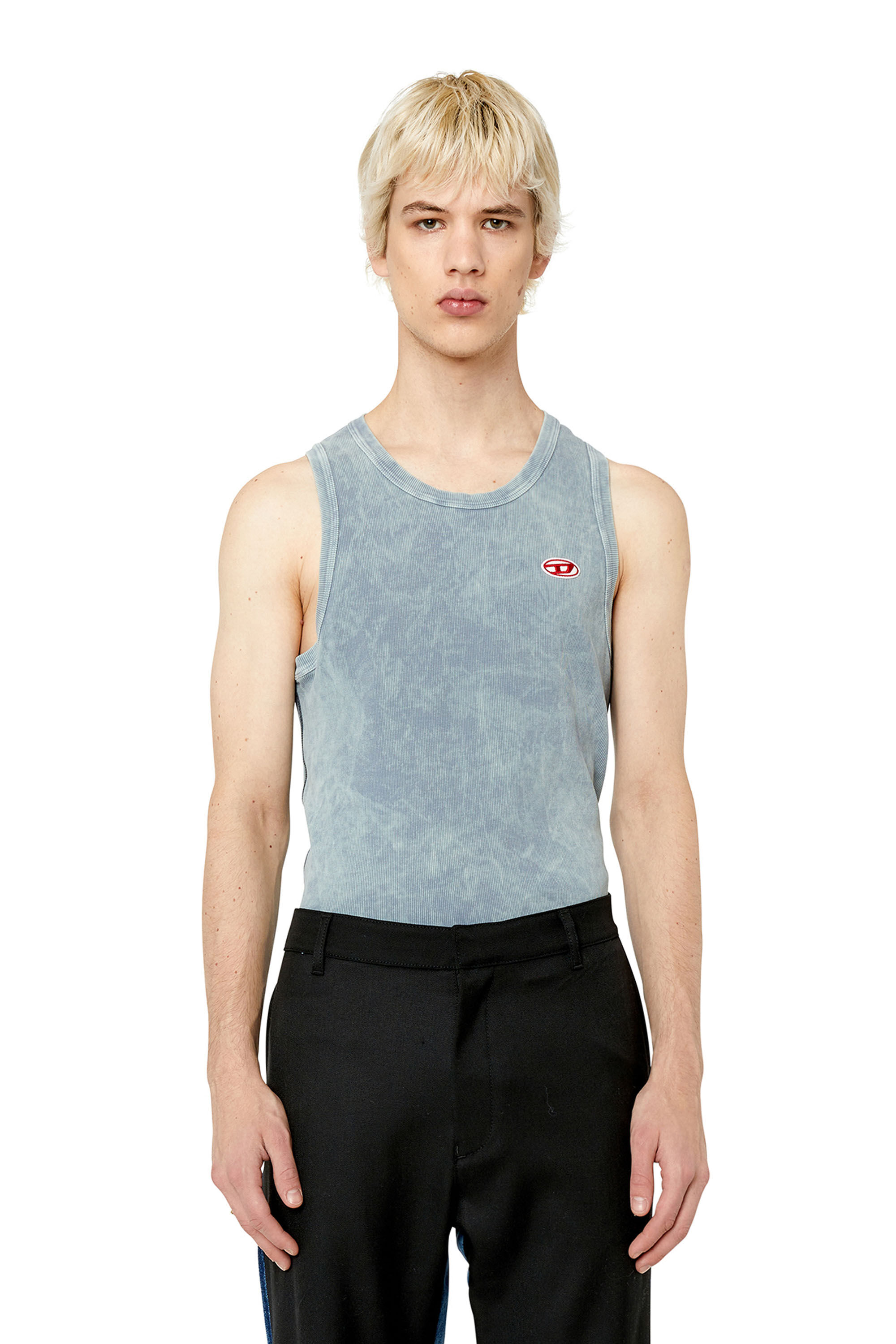 Diesel - T-WISTY-G1, Canotta acid wash con logo applicato Uomo in Grigio - 3