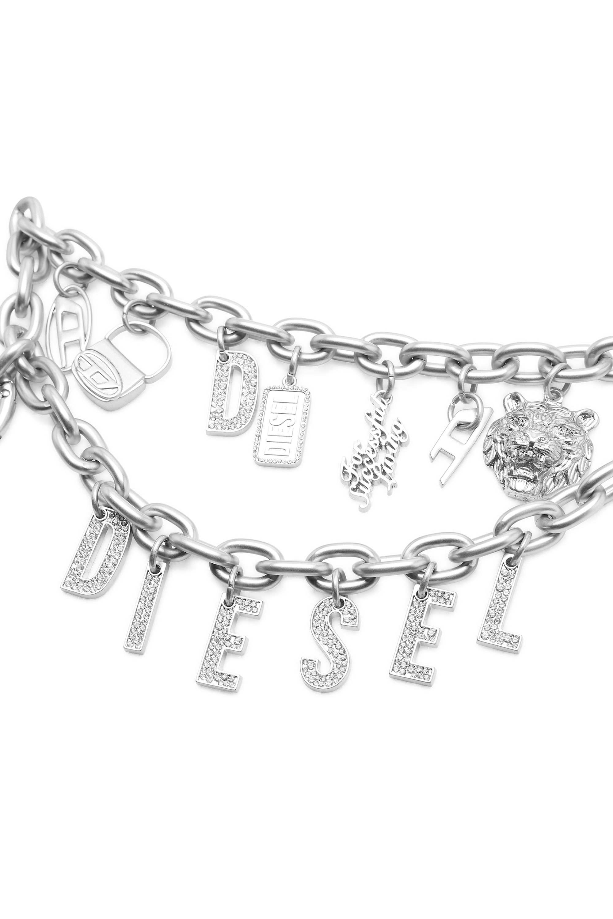 Diesel - HOSHI B-MULTICHARM CHAIN, Cintura in catena con charm Unisex in Argento - 3