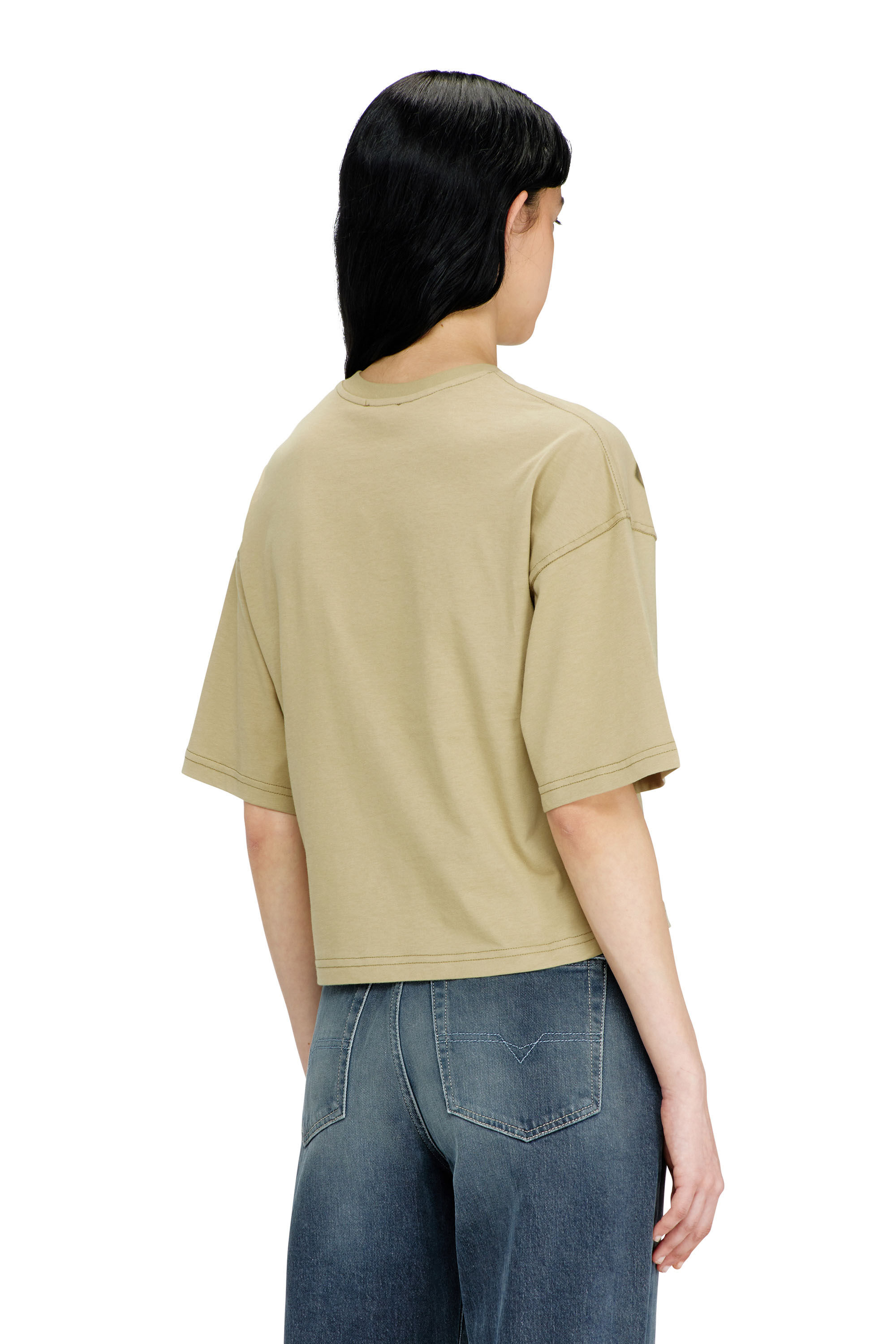 Diesel - T-CROPYN-AA1, T-shirt cropped con stampa digitale Donna in Verde - 4