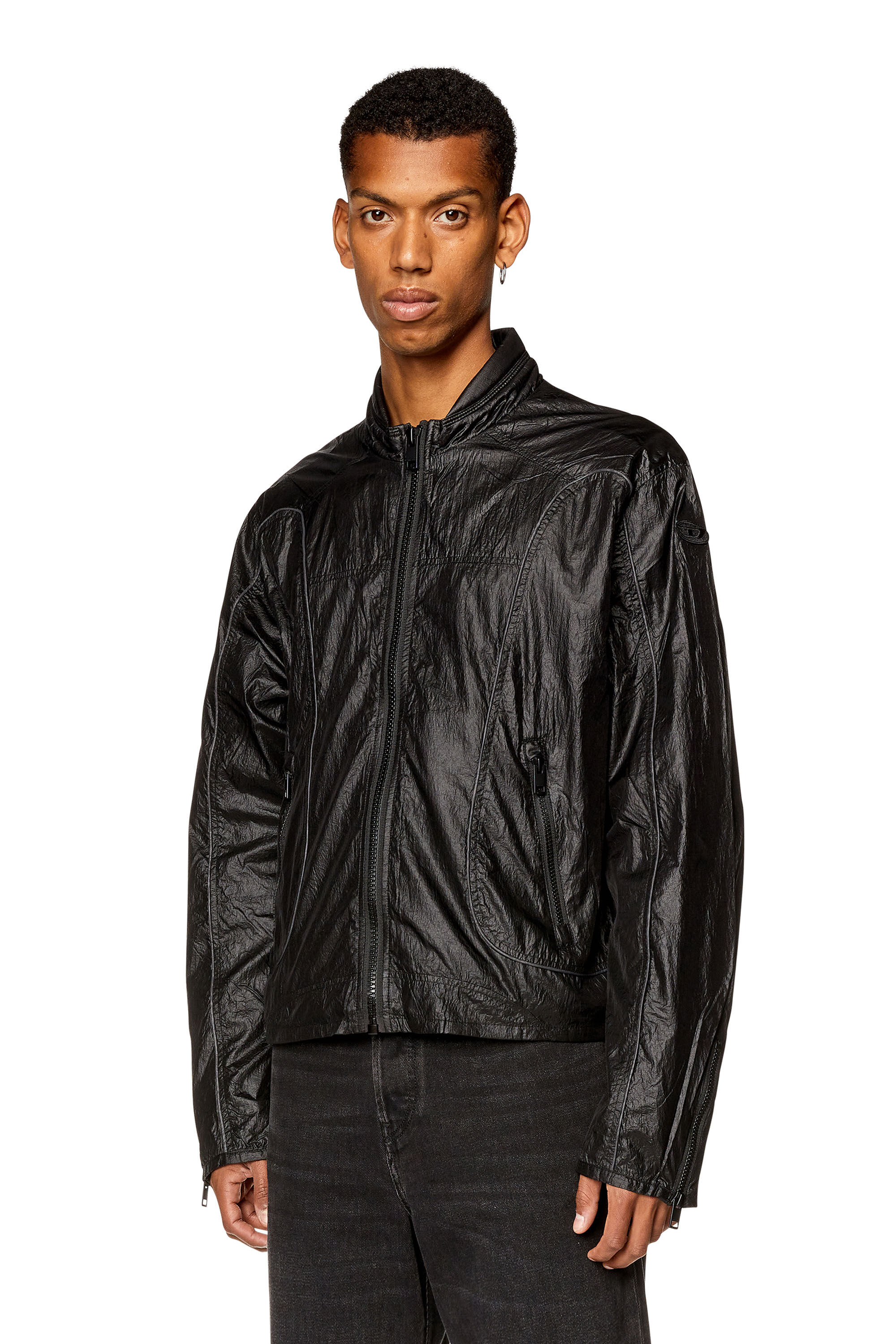 Diesel - J-BLINKID-A, Man Nylon jacket with contrast detailing in Black - Image 3