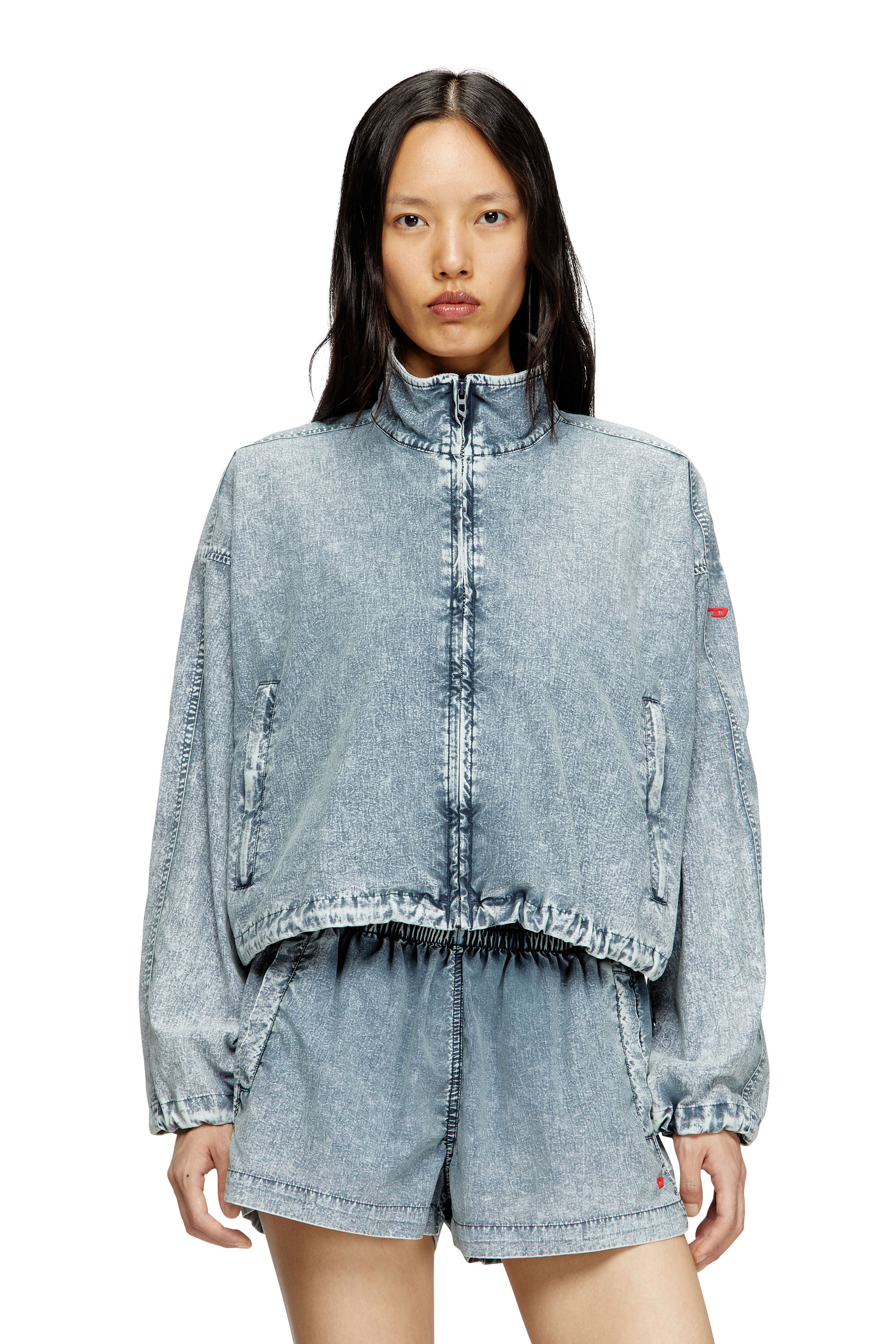 Diesel - G-LEAM-R1, Giacca corta in nylon di Taslan riciclato Donna in Blu - 3