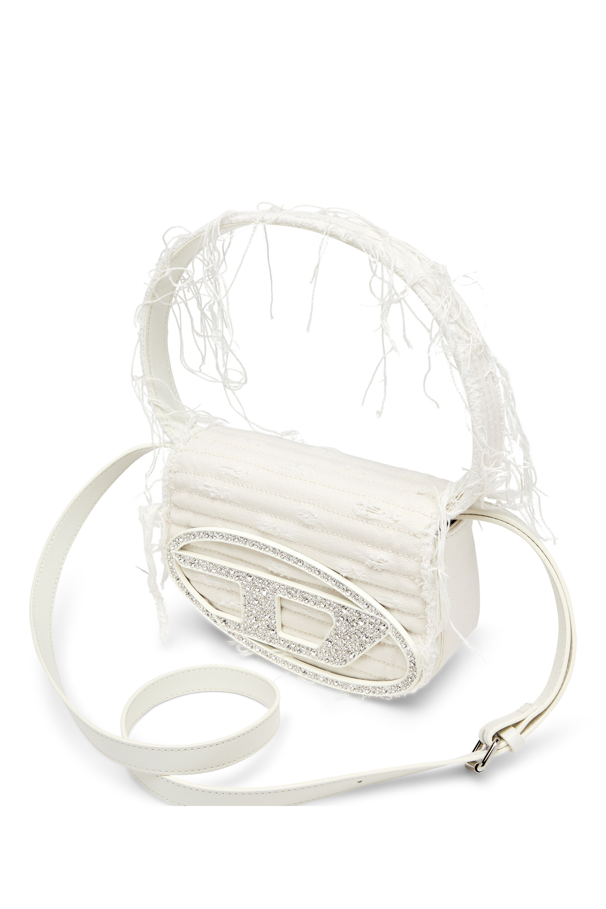 Diesel - 1DR, 1DR-Iconica borsa a spalla in tela e pelle Donna in Bianco - 2