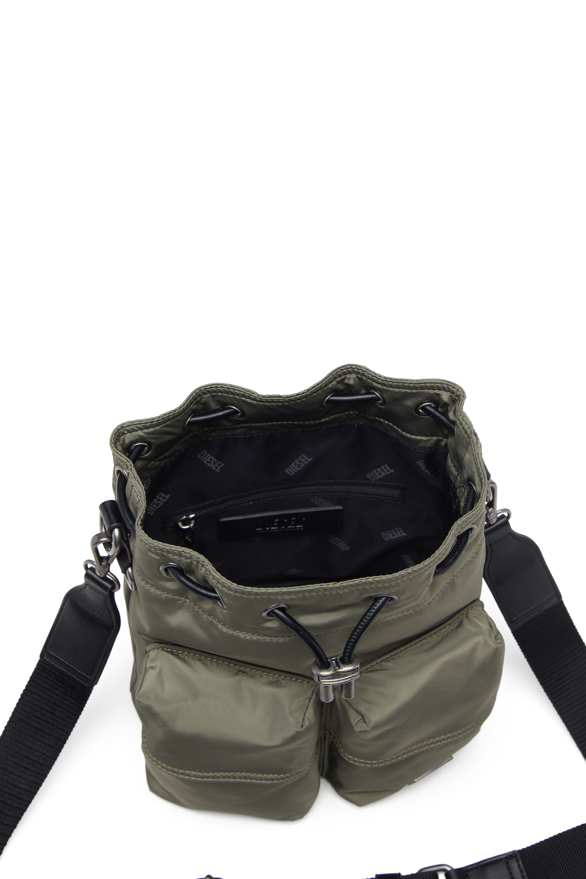 Diesel - MULTI-PKTS BUCKET X, Multi-Pkts-Borsa bucket in tessuto utility Unisex in Verde - 5