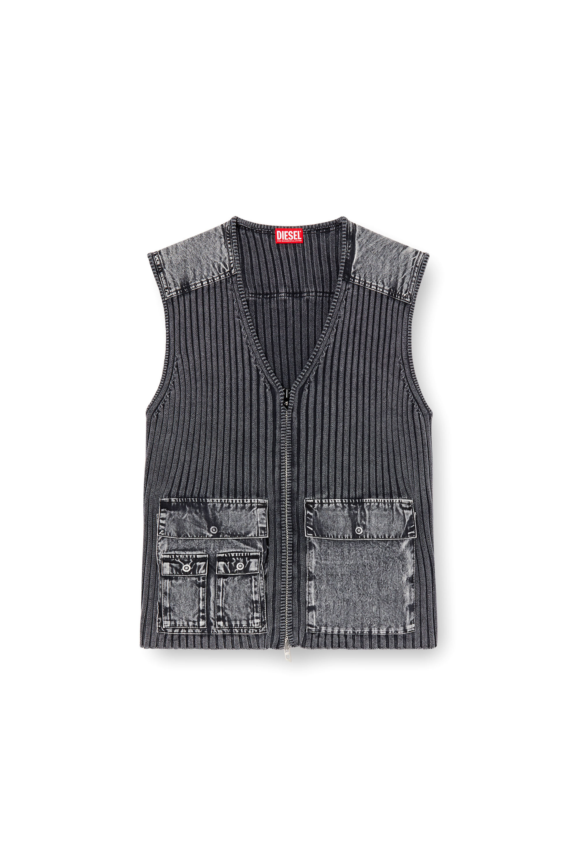 Diesel - K-MARGIE, Gilet utility con pannelli a contrasto Uomo in Grigio - 2