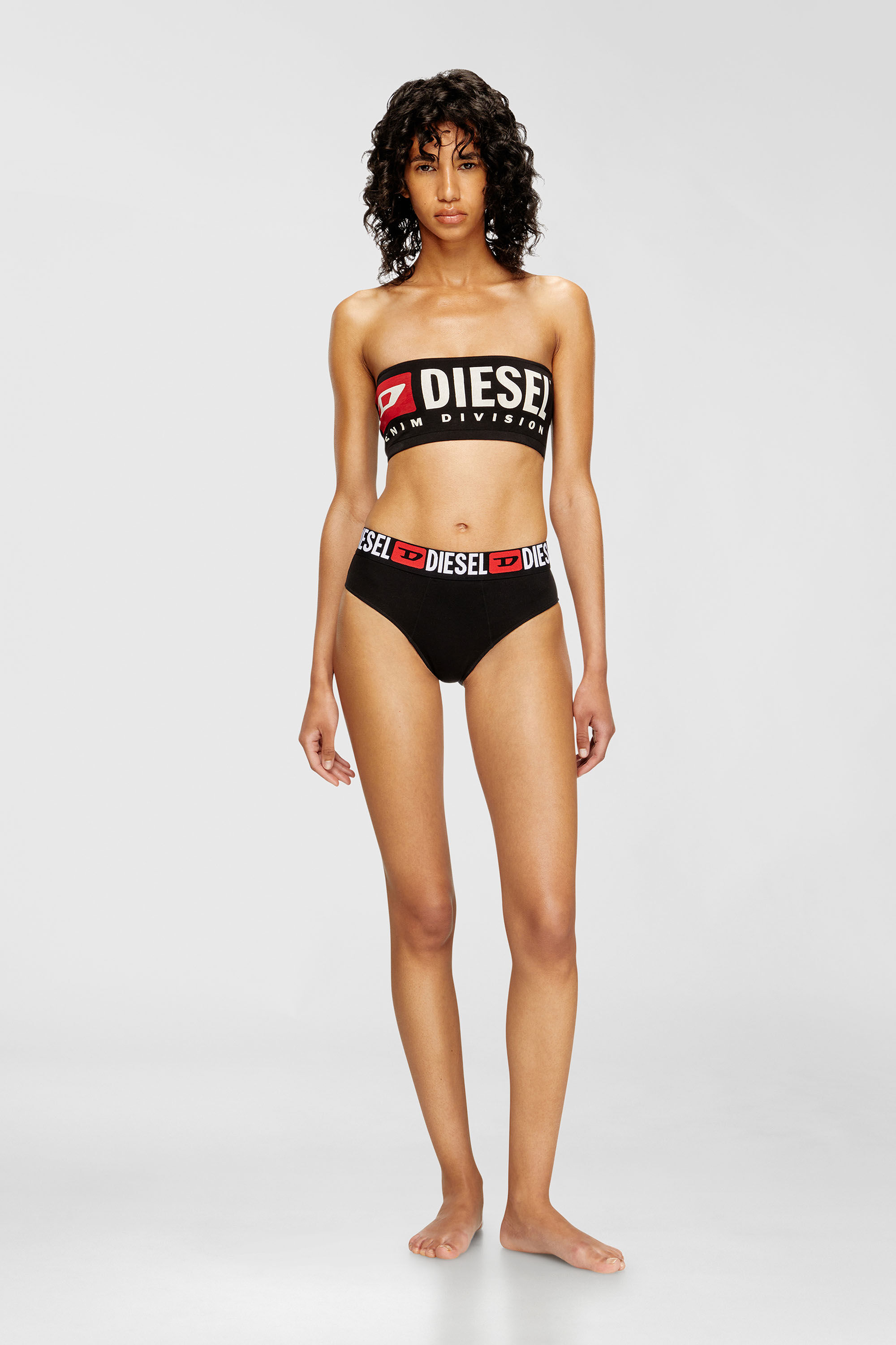 Diesel - UFSB-MELANIE, Reggiseno a fascia con maxi logo Donna in Nero - 1