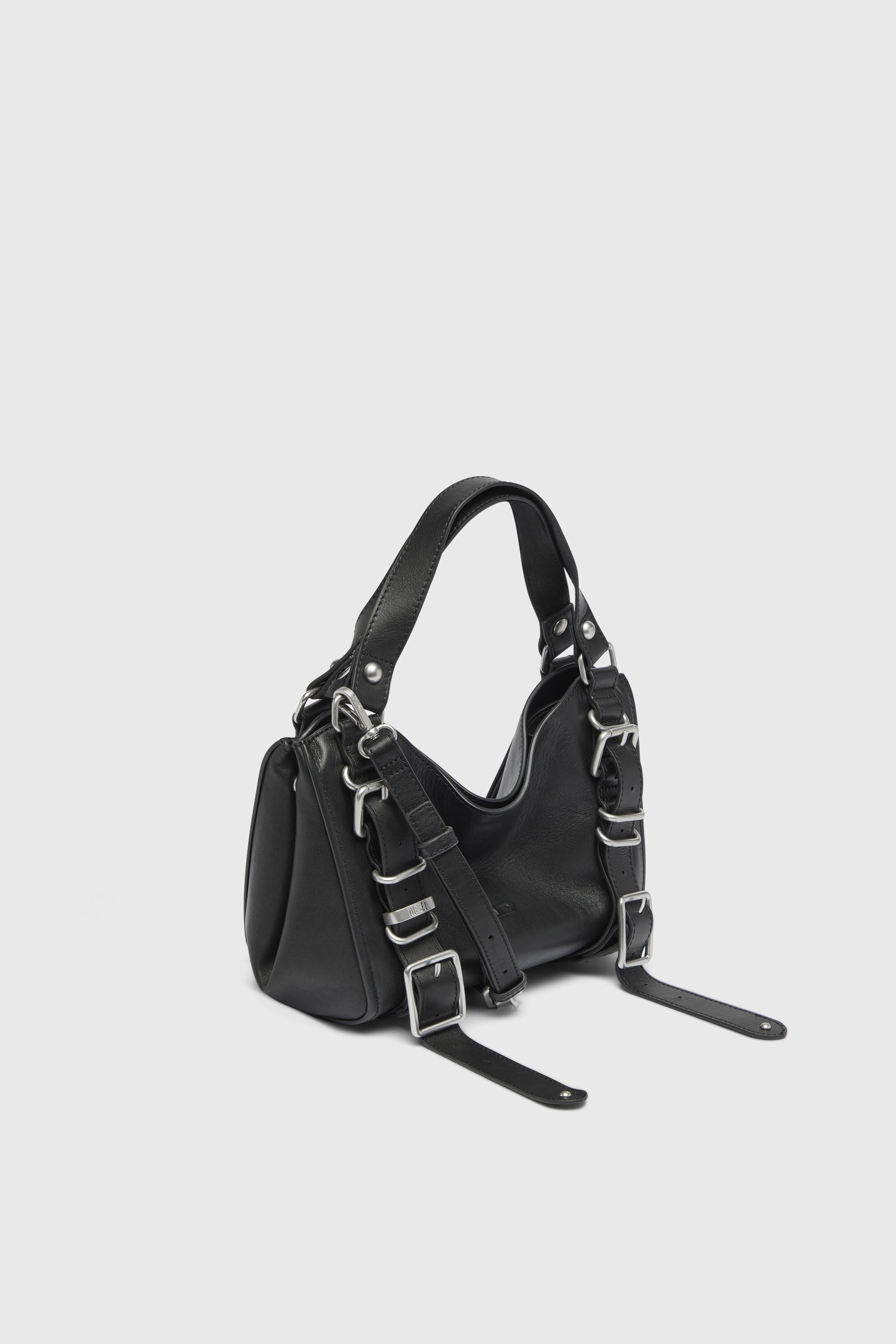 Diesel - D-ONE TOPHANDLE S, D-One-Borsa piccola a mano in pelle trattata Donna in Nero - 5