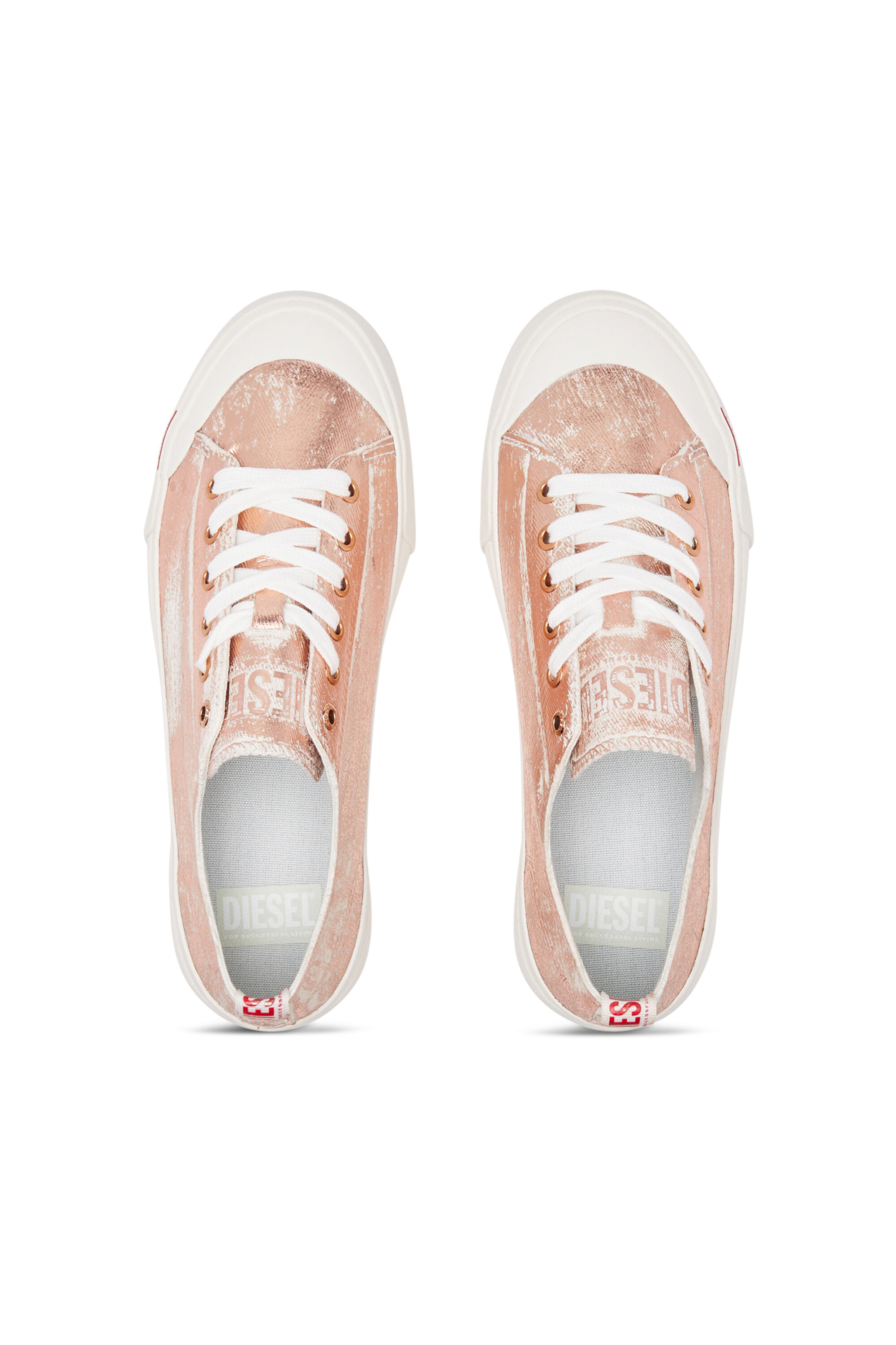 Diesel - S-ATHOS LOW W, Donna S-Athos Low-Sneaker in canvas metallizzato distressed in Rosa - Image 4