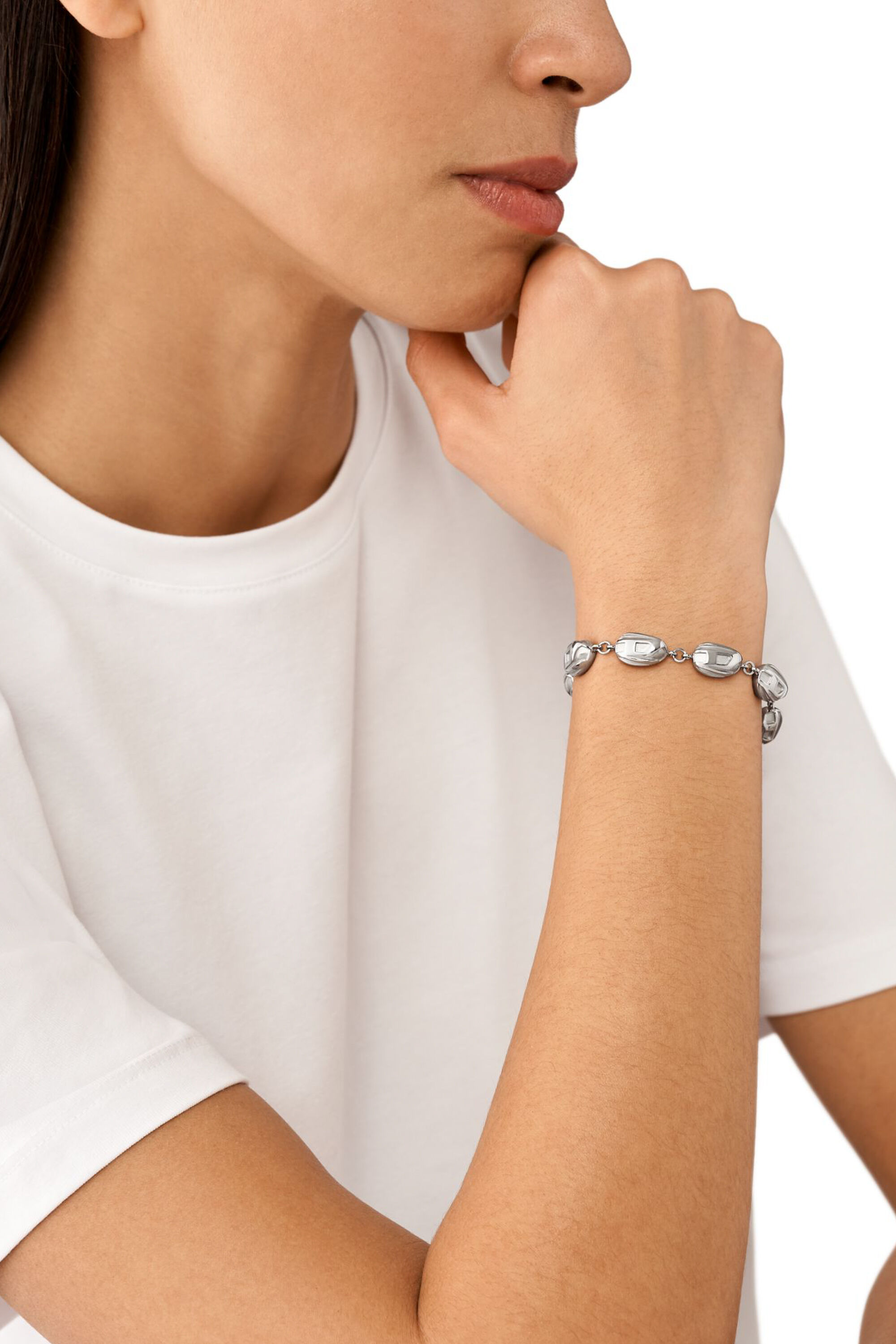 Diesel - DX1483, Bracciale con perle in acciaio inossidabile Uomo in Argento - 4