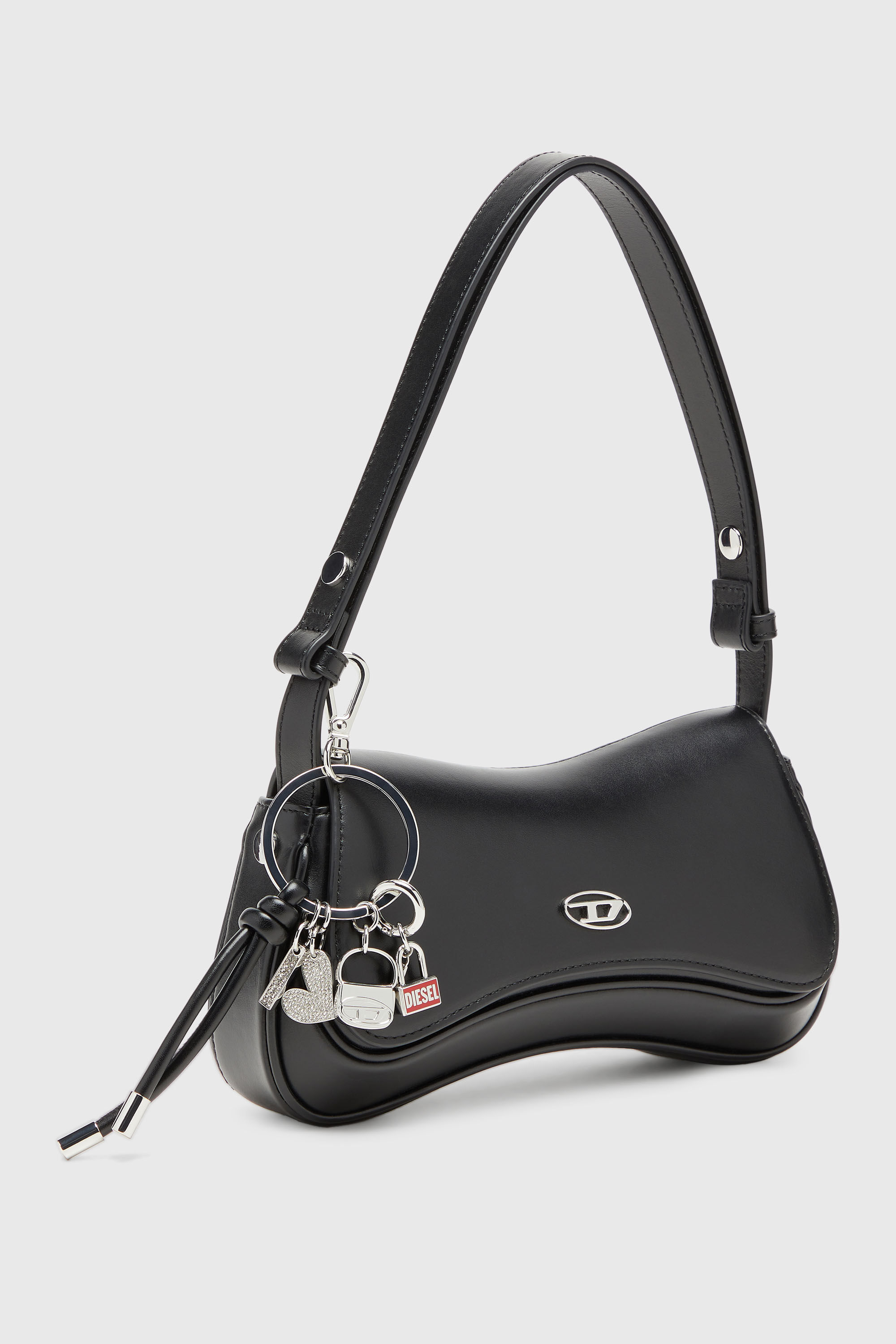 Diesel - MULTI III, Charm portachiavi in metallo con ciondoli a cuore e borsa Donna in Argento - 3