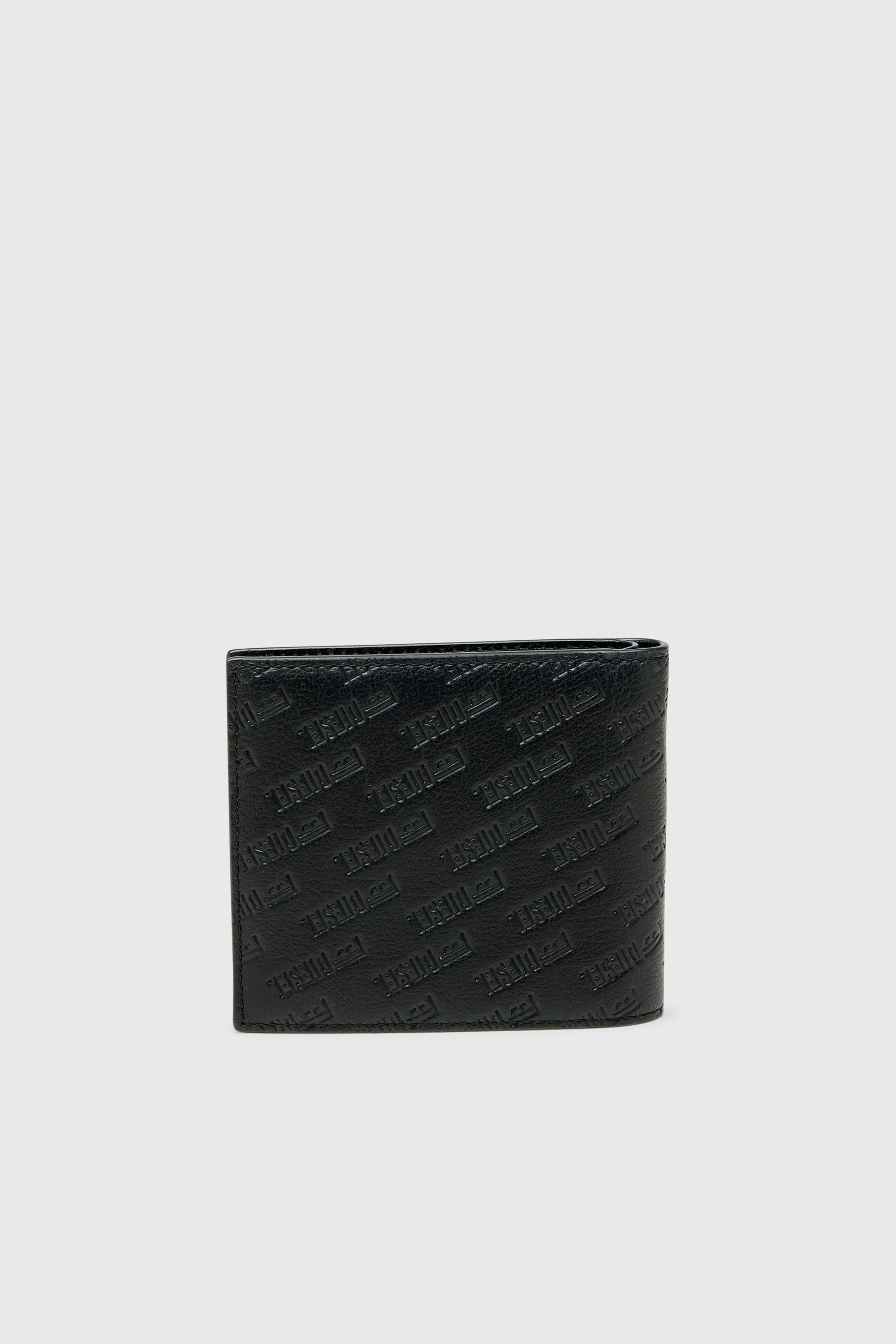 Diesel - MONOGRAM BI-FOLD COIN S 3D, Portafoglio in pelle a due ante con logo all-over embossato Uomo in Nero - 2