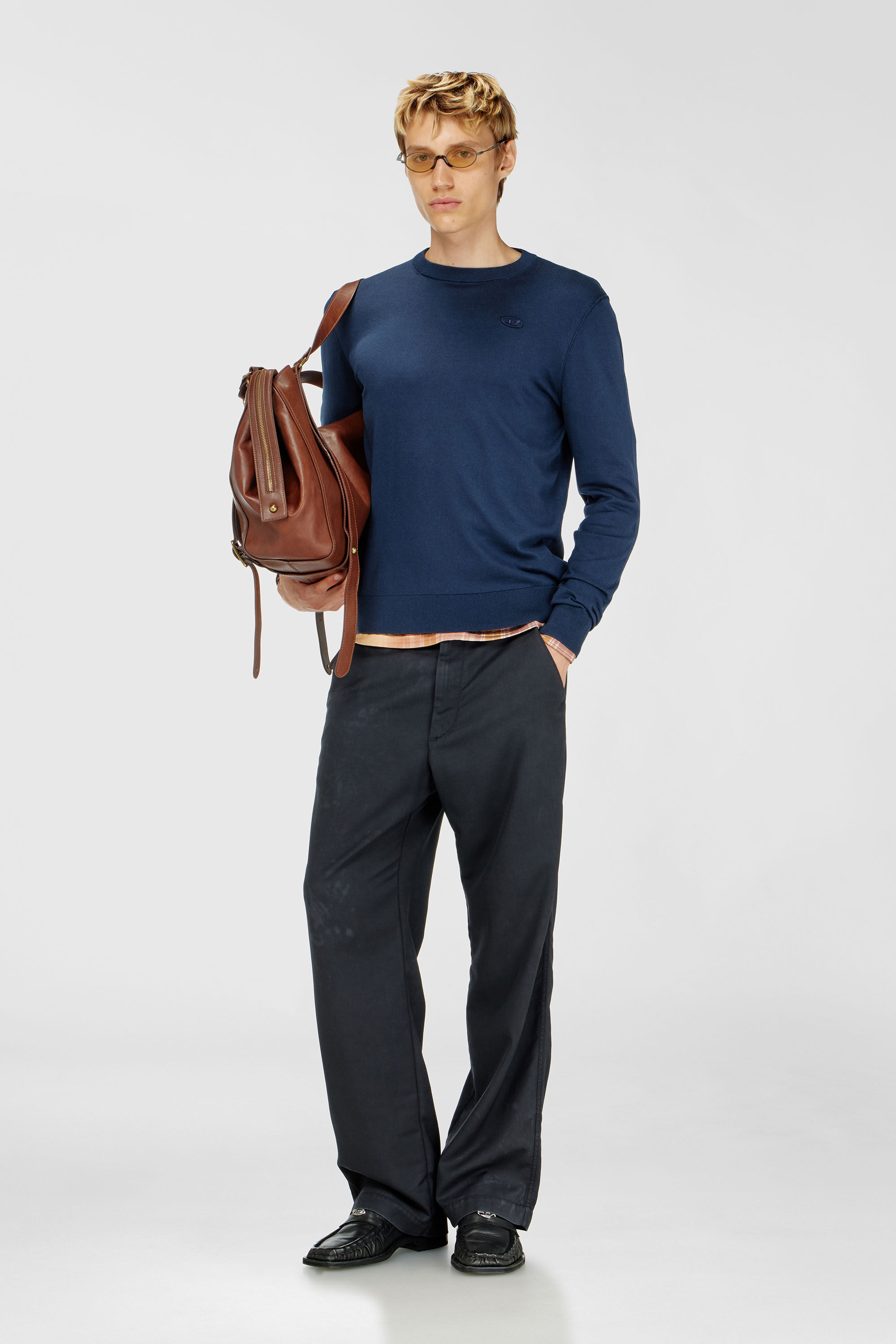 Diesel - K-FREEX-TAG-T92, Maglia in cotone con logo tono su tono Uomo in Blu - 1