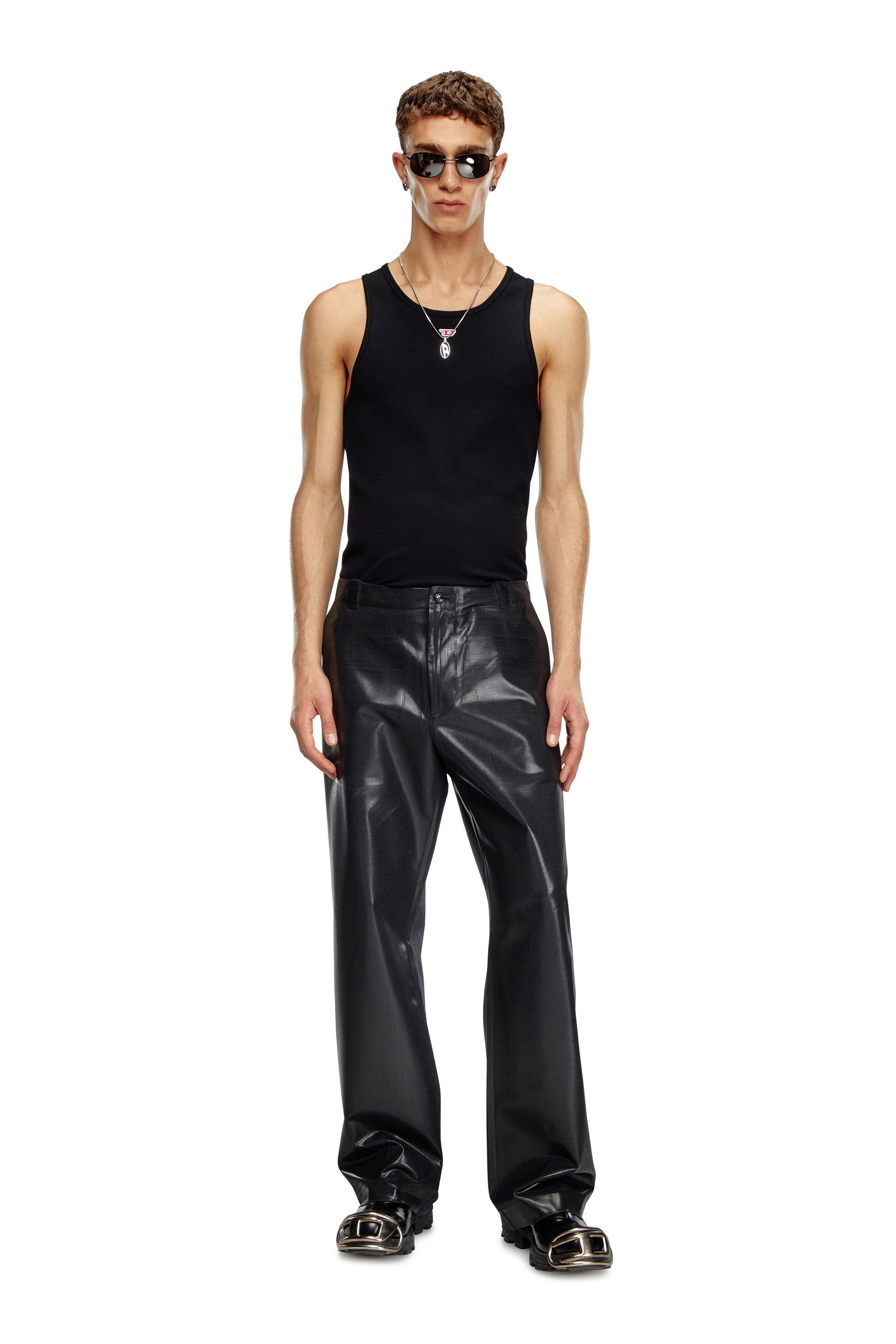 Pantaloni gessati con coating lucido Uomo | Nero | Diesel Pantaloni gessati con coating lucido Uomo | Nero | Diesel