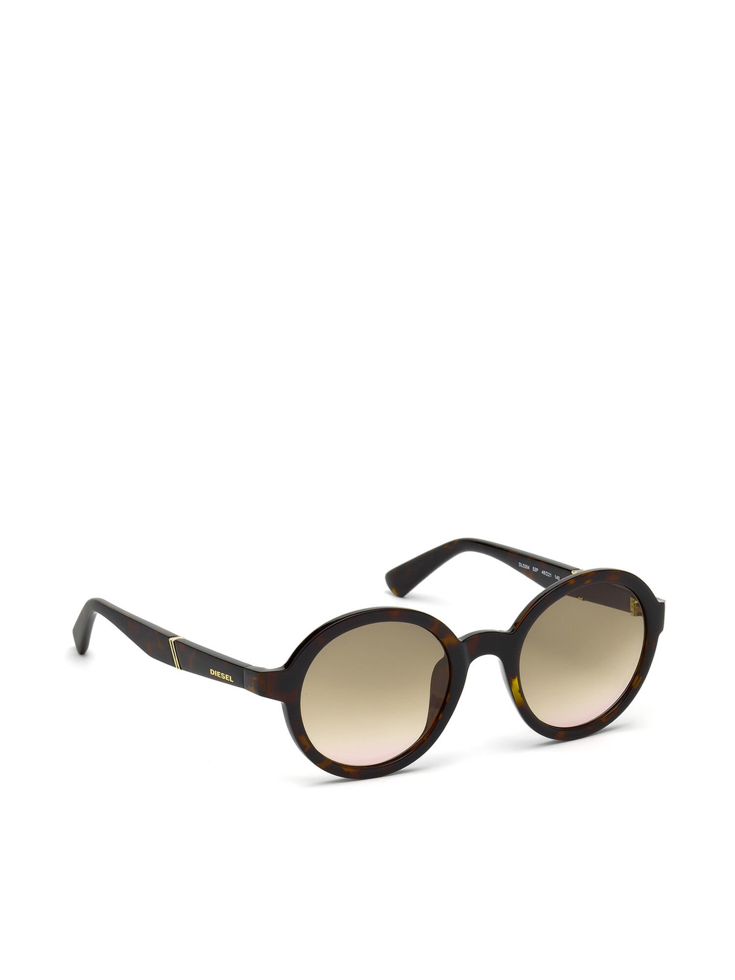 Diesel - DL0264, Occhiali tondi con dettaglio obliquo Unisex in Marrone - 9