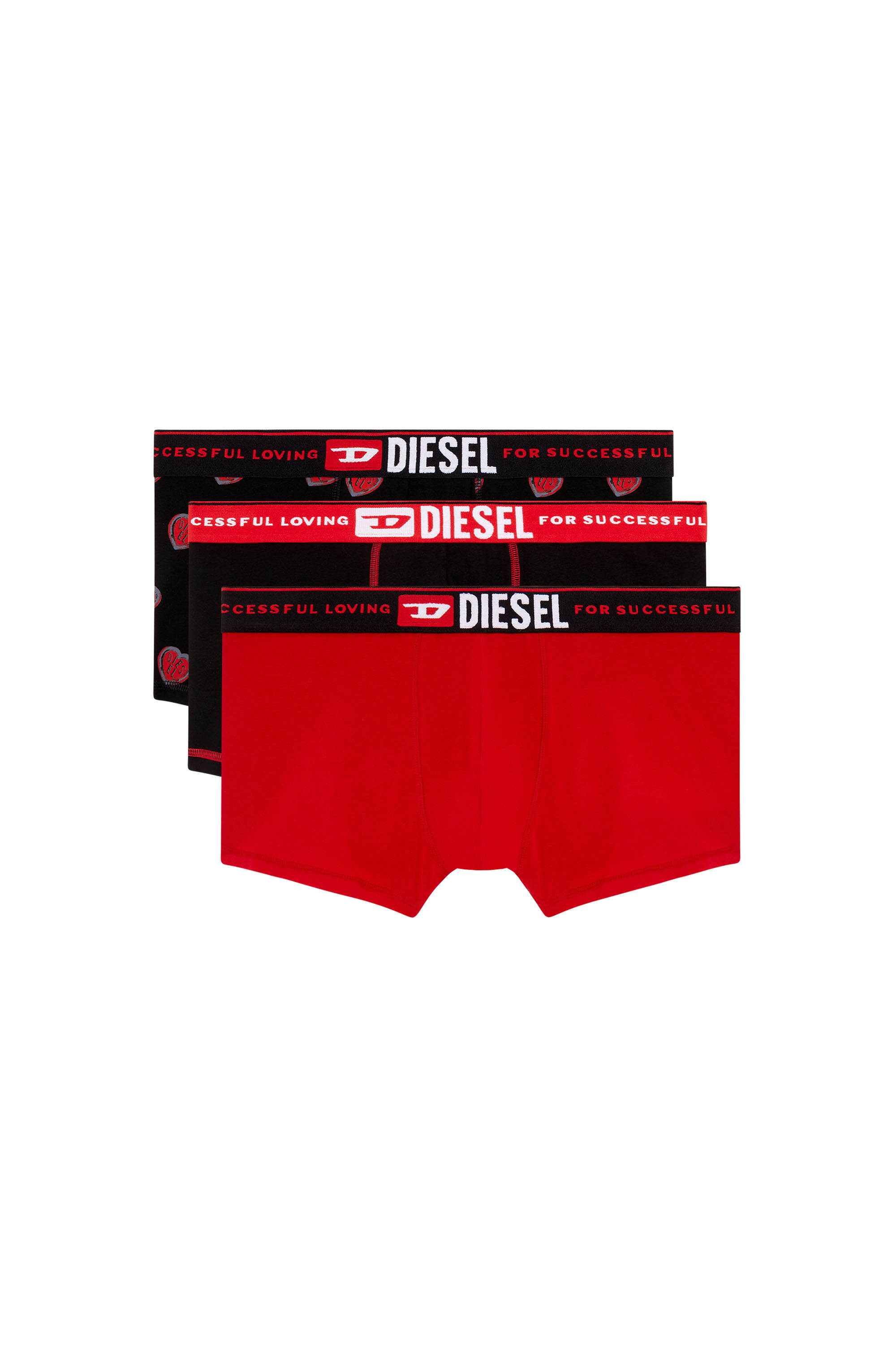 Diesel - UMBX-DAMIENTHREEPACK, Man Three-pack boxer briefs plain and heart print in Multicolor - Image 1