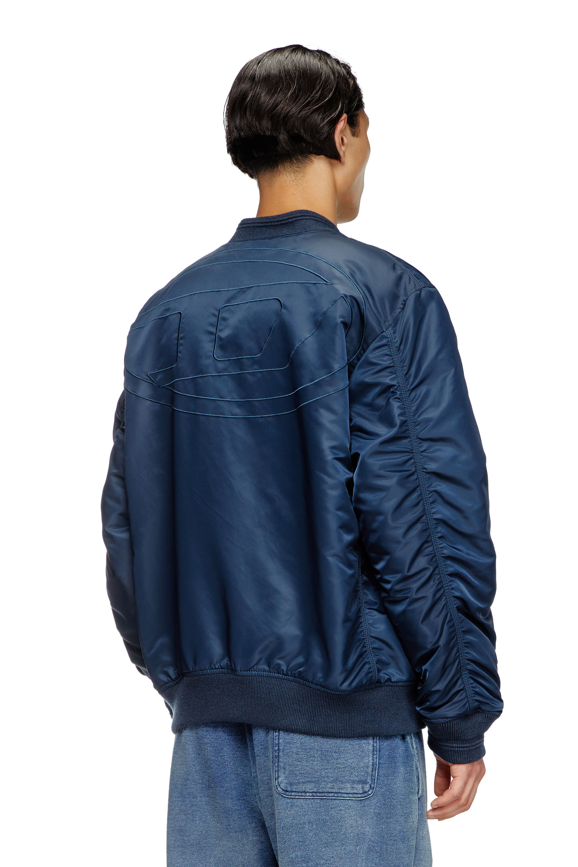 Diesel - J-HELD, Bomber in nylon imbottito con Oval D Uomo in Blu - 4