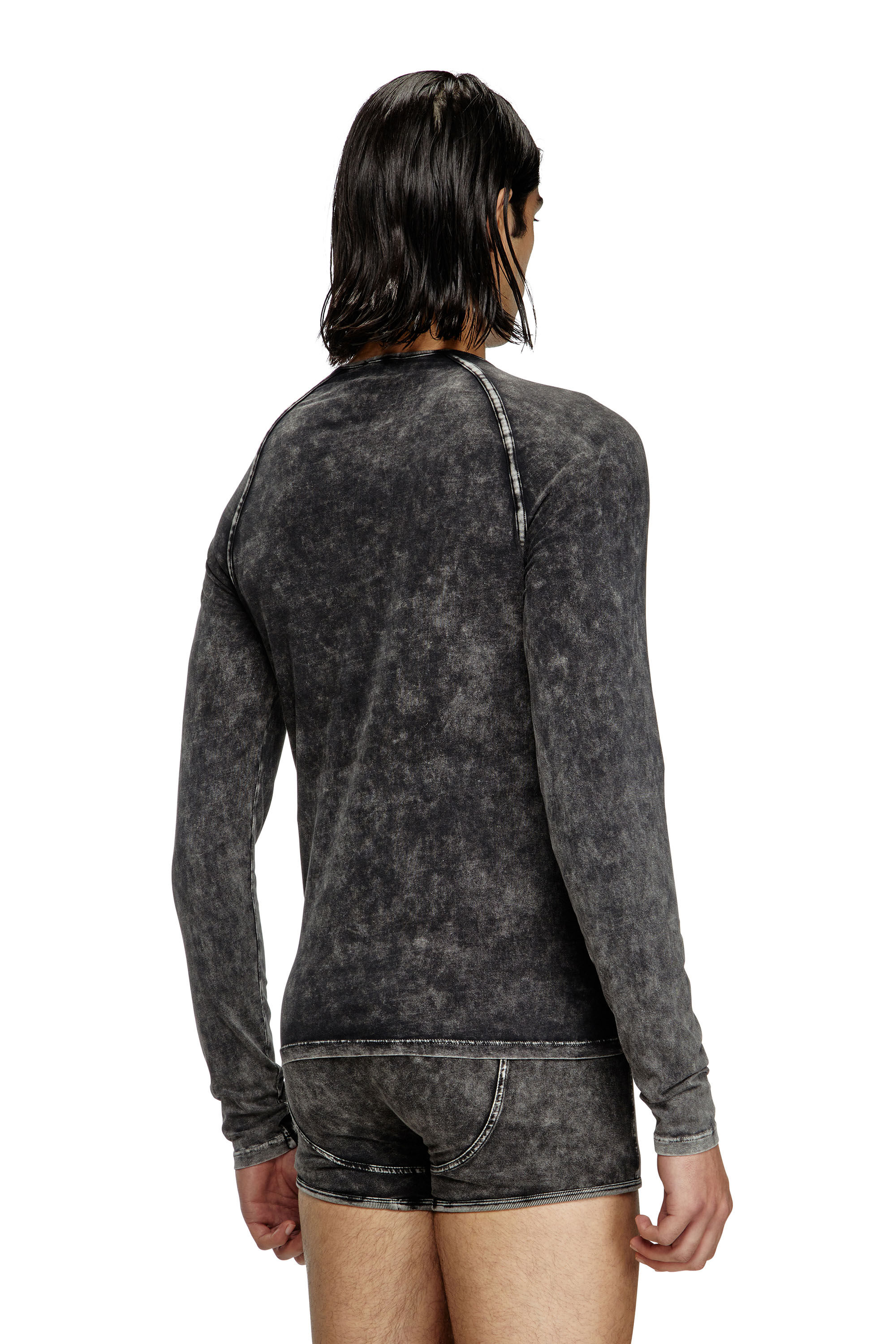 Diesel - EFREM-DNM, T-shirt a maniche lunghe effetto denim Uomo in Nero - 4