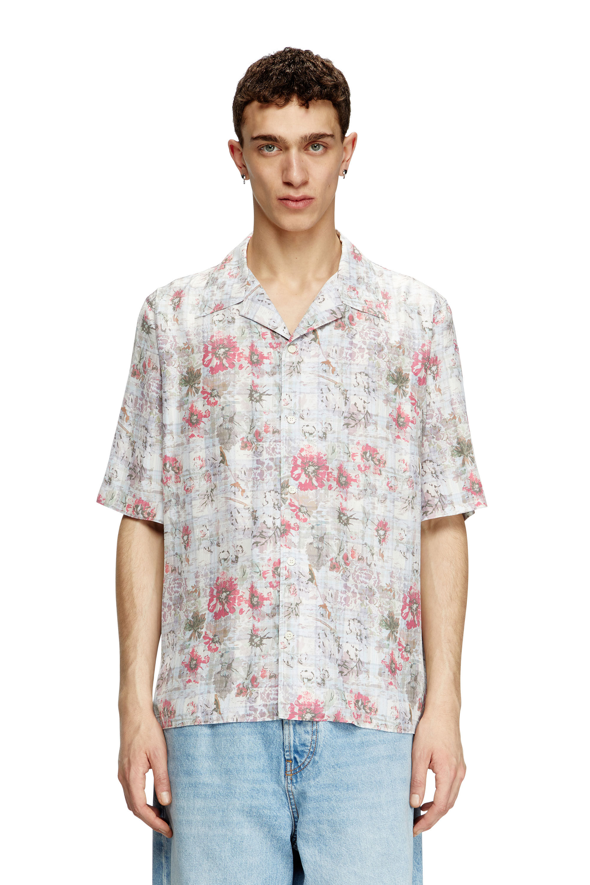 Diesel - S-LEYS, Camicia bowling con stampa floreale Uomo in Multicolor - 3