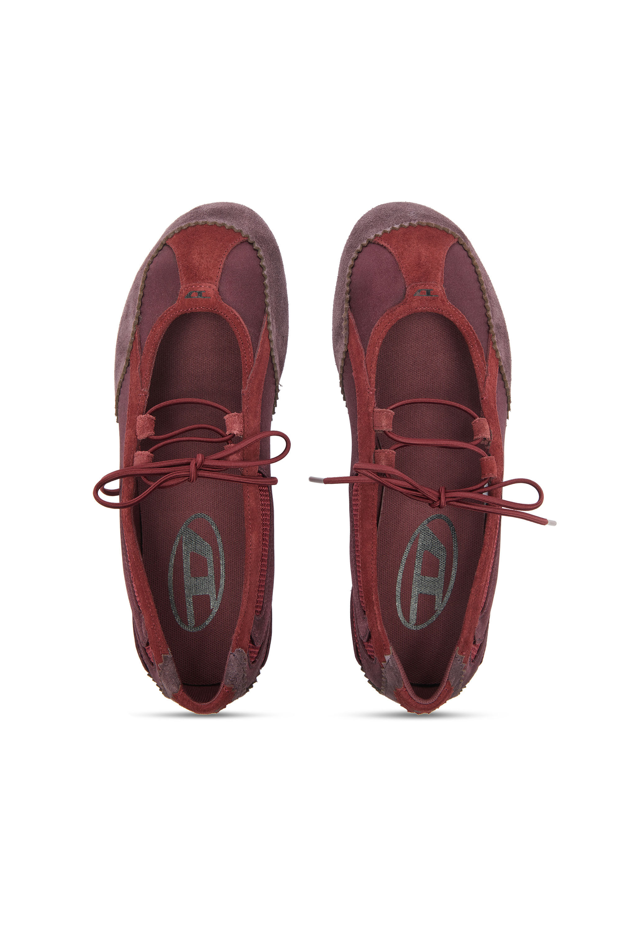 Diesel - D-MILE BALLERINA LACE UP II W, D-Mile - Ballerine stringate in pelle e mesh Donna in Rosso - 4
